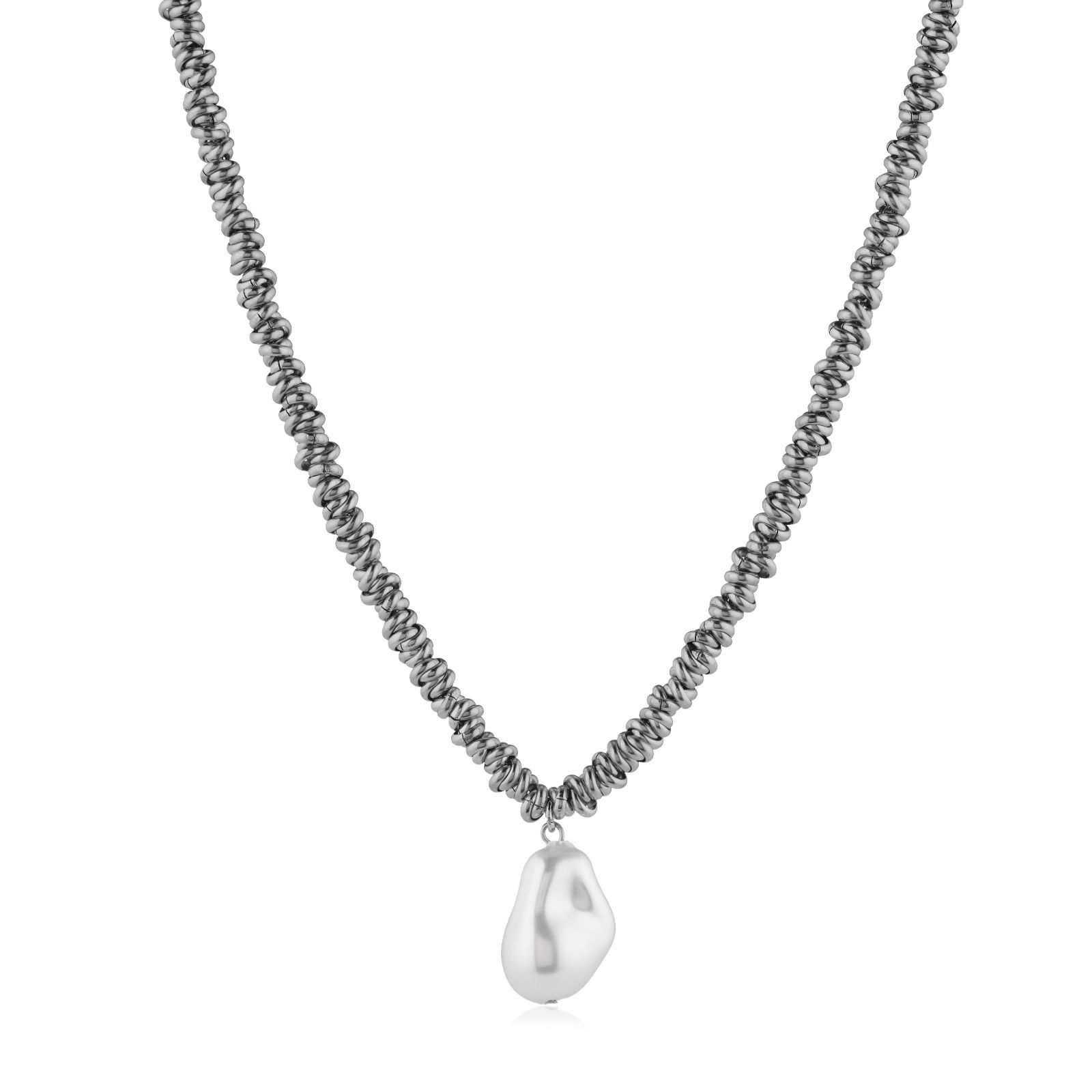 Steel by Diamonique Pearl Pendant & Link Chain Stainless Steel