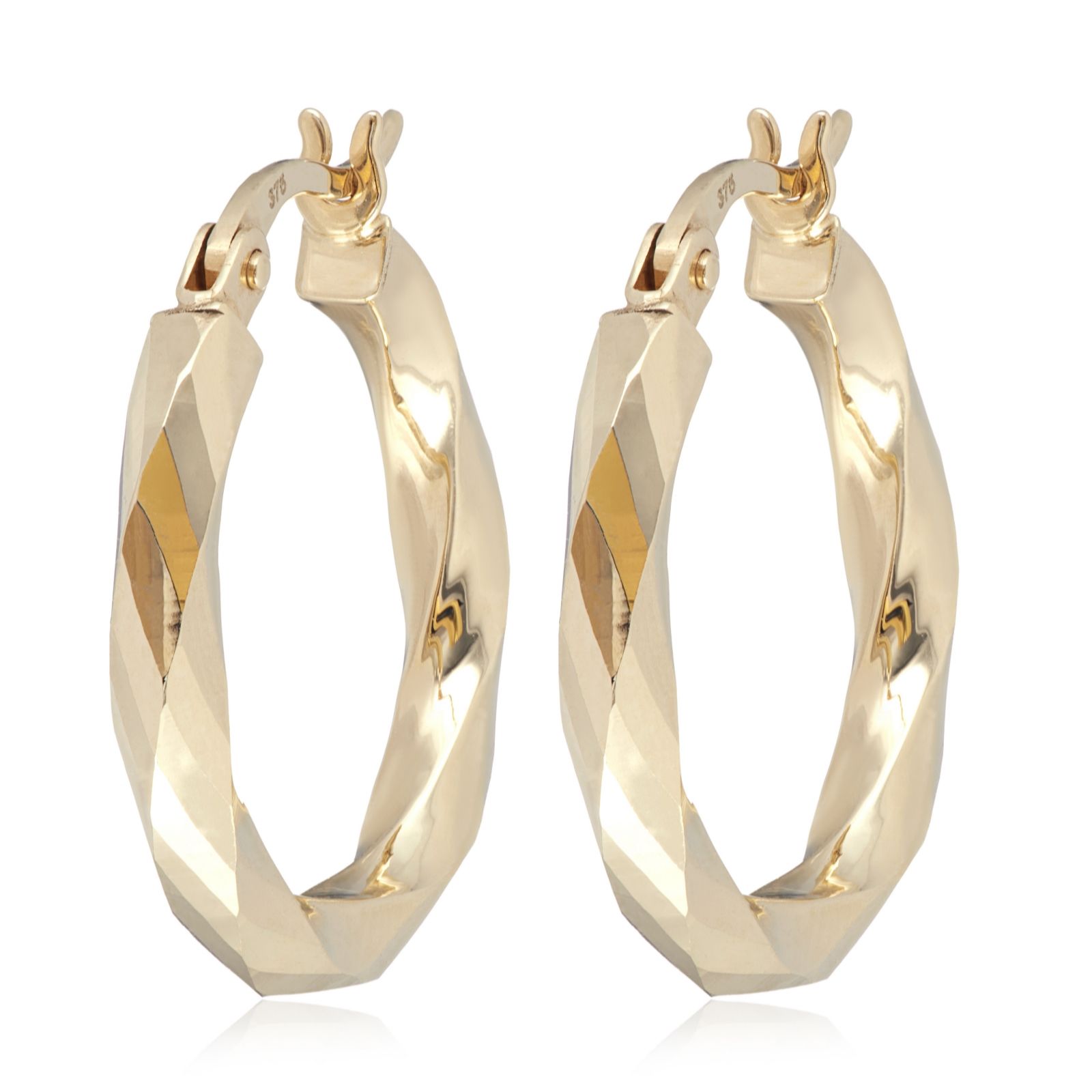 GOLD 9ct Italian Gold Hollow Hoop Earrings 1.10g
