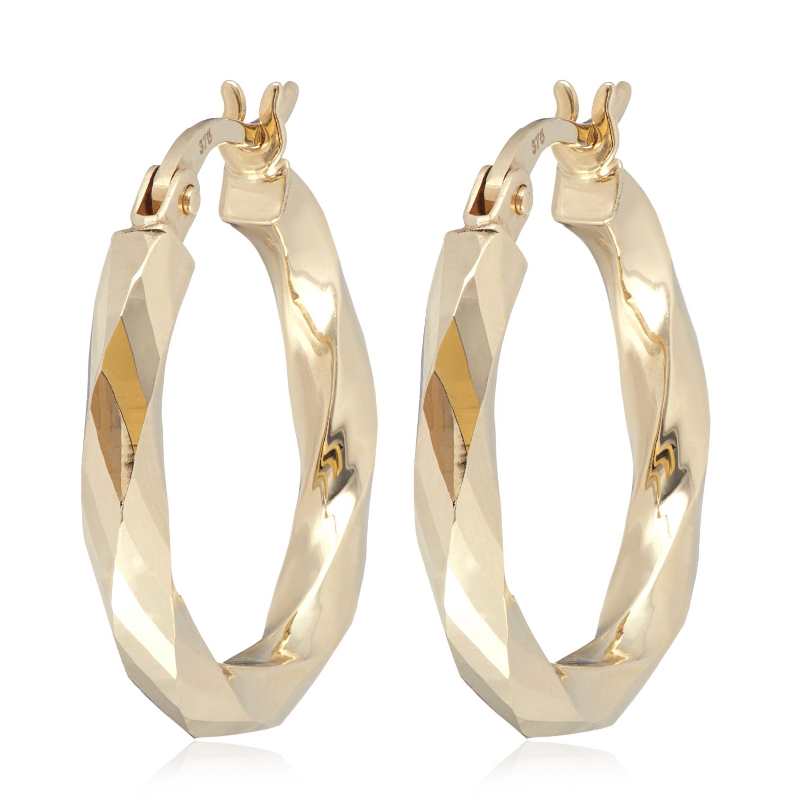 GOLD 9ct Italian Gold Hollow Hoop Earrings 1.10g