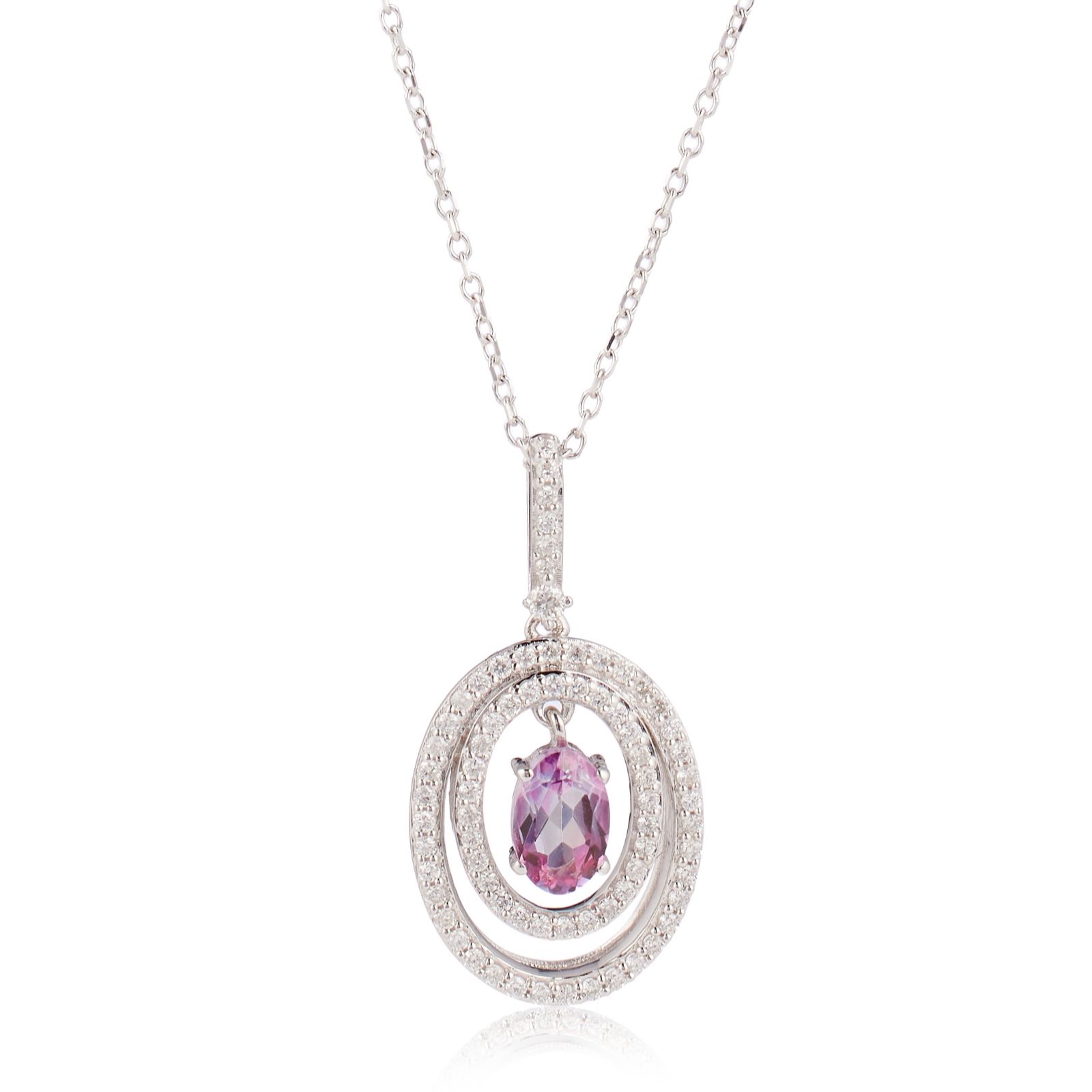 0.25ct Diamond & 0.50ct Pink Topaz Pendant and Chain 9ct Gold