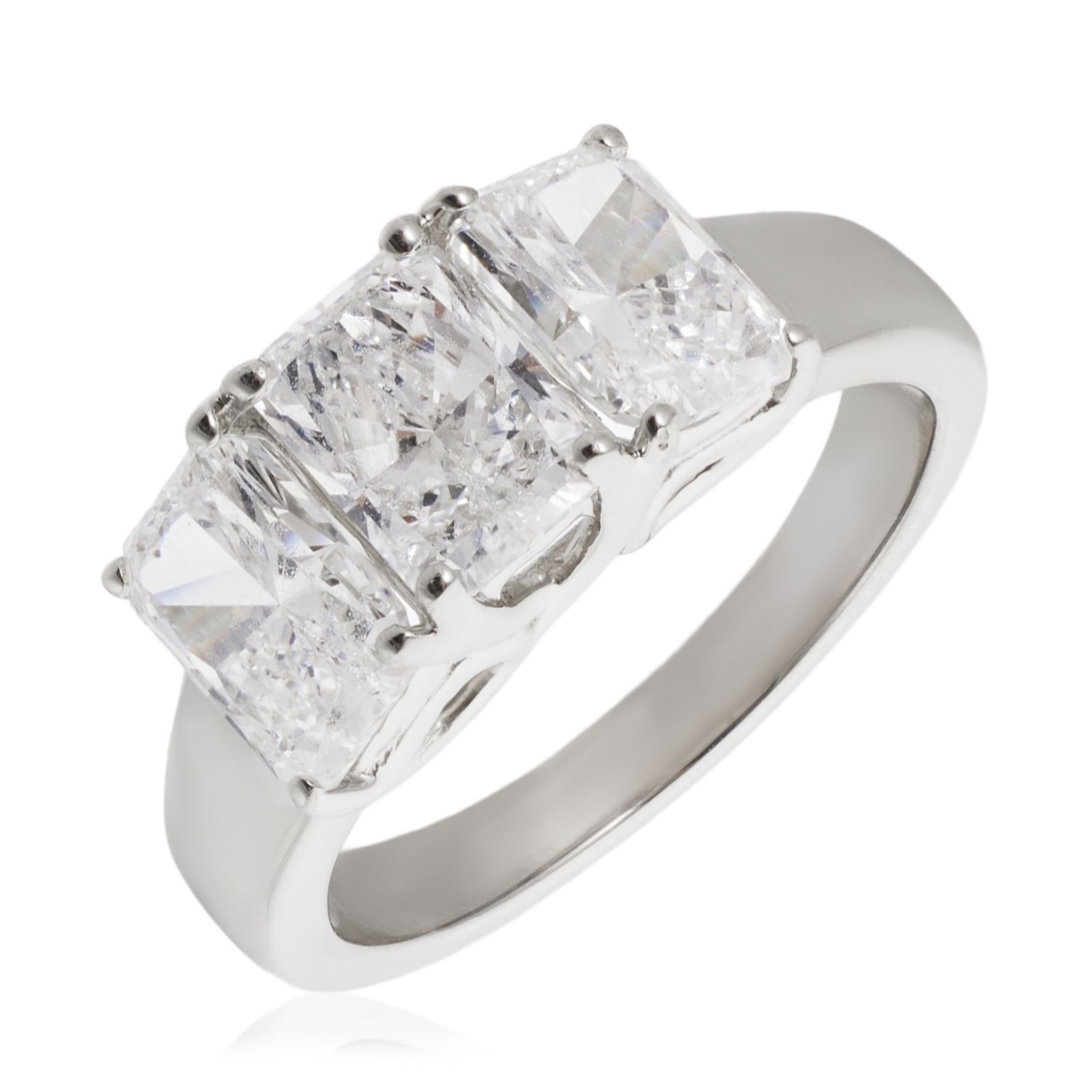 Fire Light 3ct Lab Grown Diamond Radiant Cut Trilogy Ring Platinum