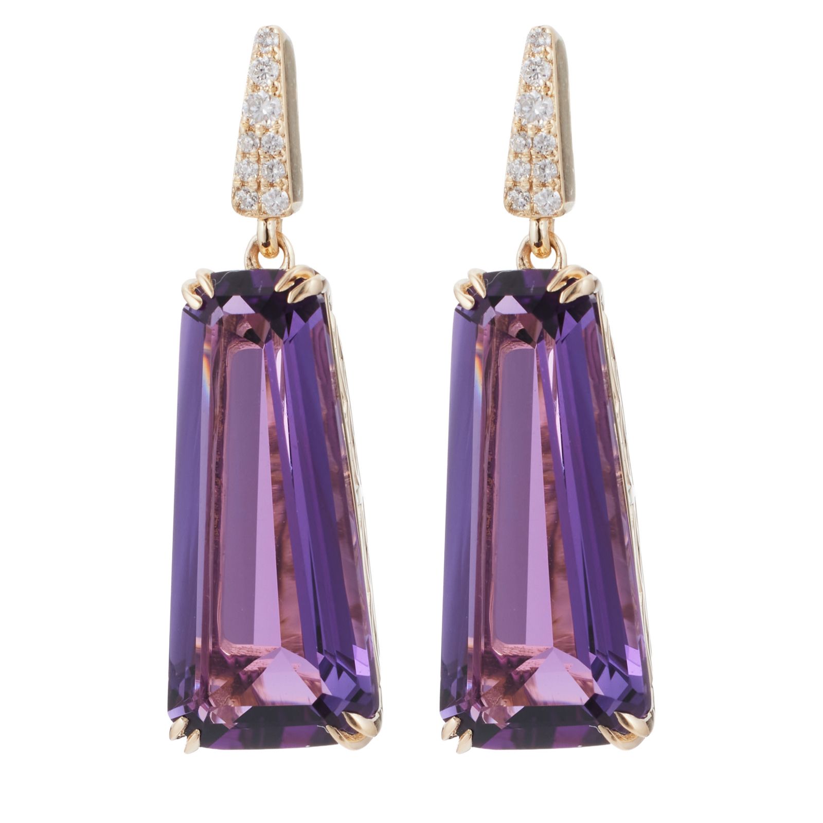 Oisha 8.5ct Gemstone and 0.09ct Diamond Angular Drop Earrings 9ct Gold