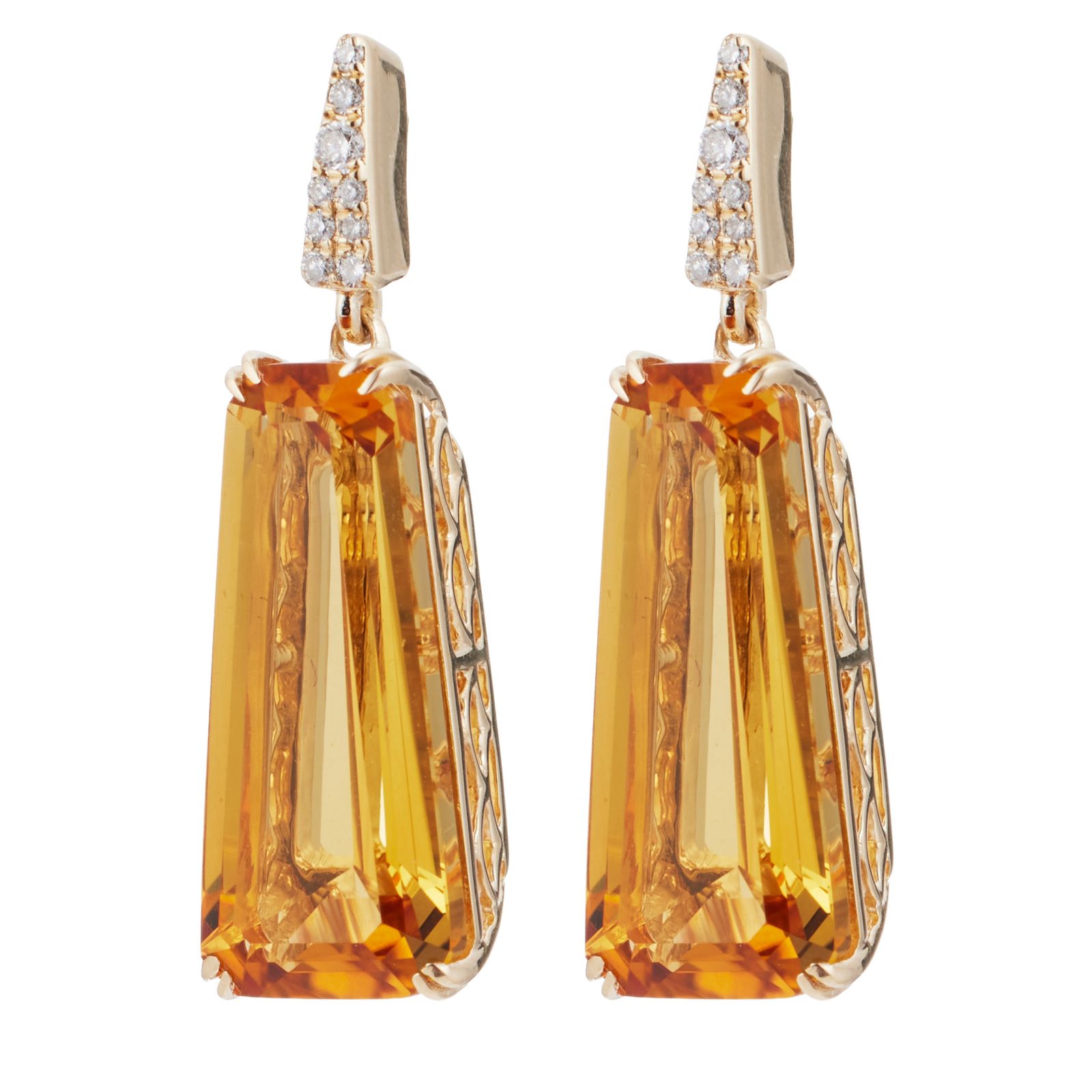Oisha 8.5ct Gemstone and 0.09ct Diamond Angular Drop Earrings 9ct Gold