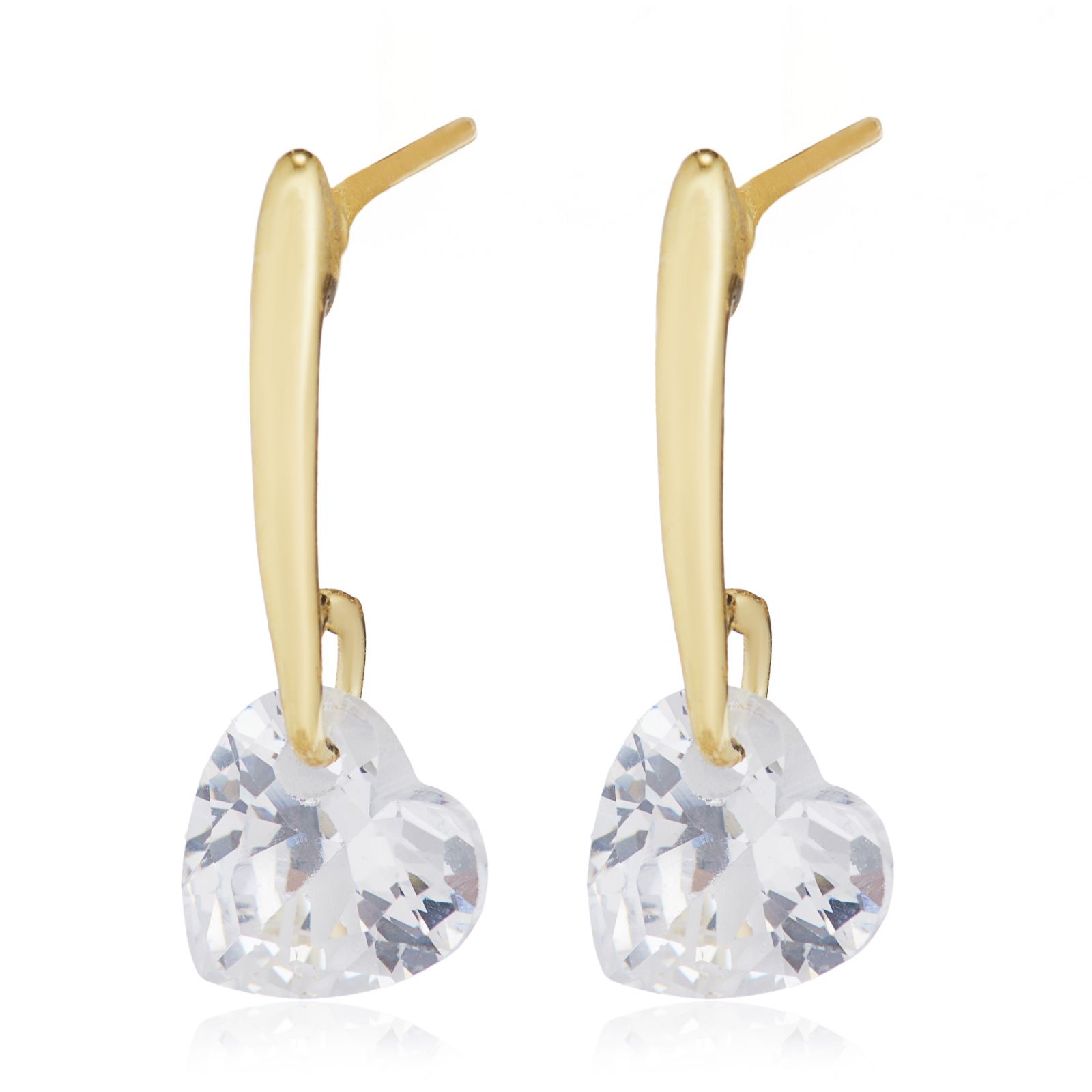 Diamonique 1.5ct Floating Heart Drop Earrings Sterling Silver