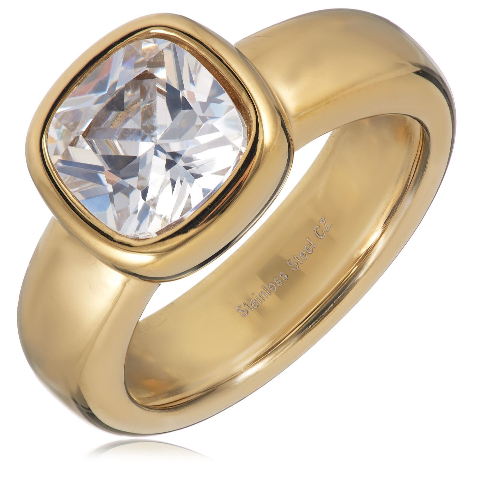 Steel by Diamonique Cushion Cut Ring