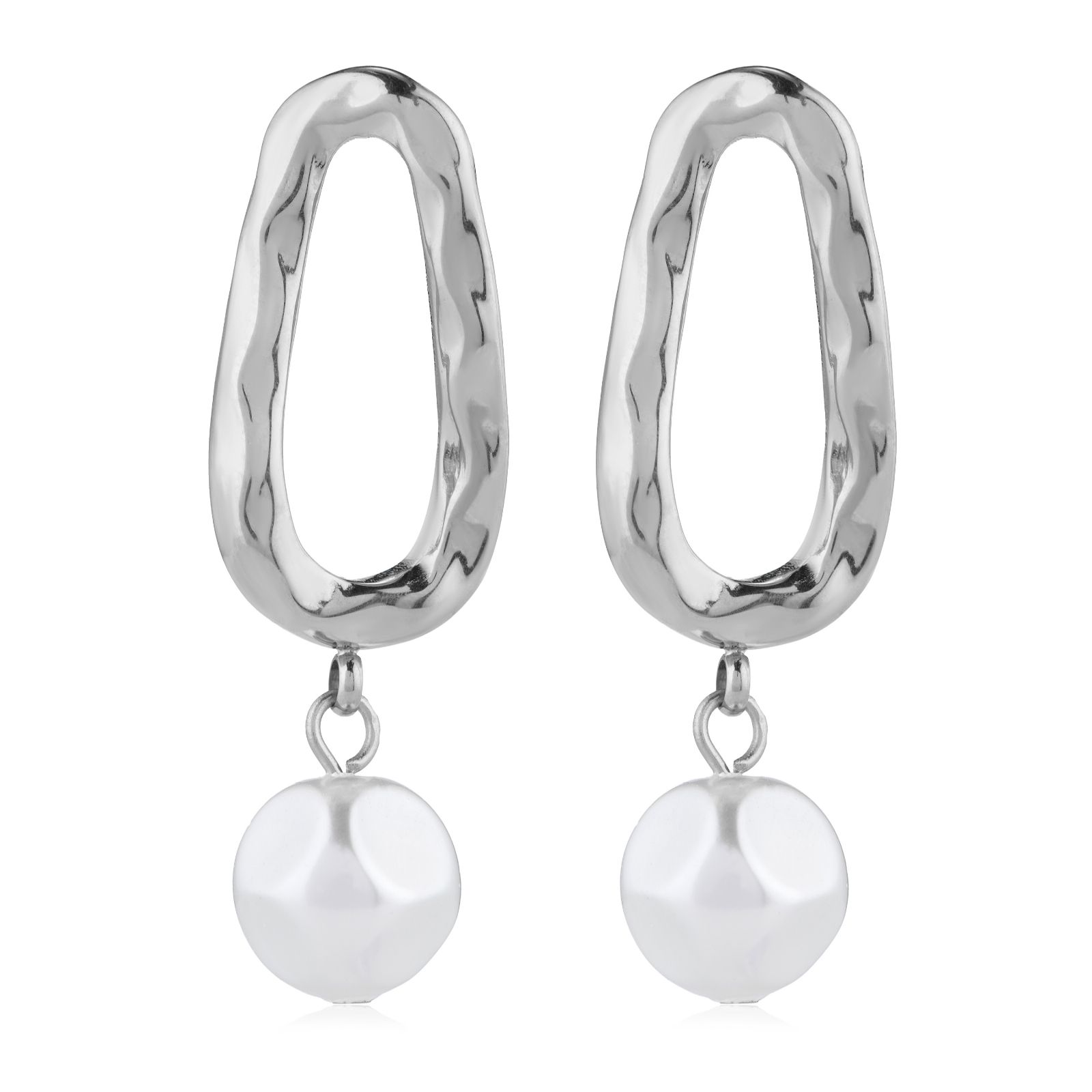 Steel by Diamonique Pearl Drop Earrings Stainless Steel