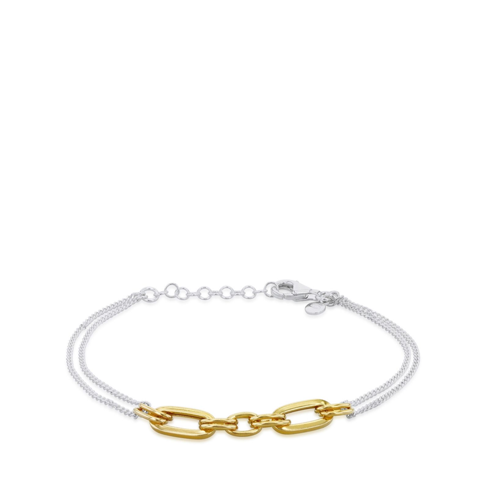 Faith & Brown Italian Crafted Two Tone 'Adesso' Bracelet Sterling Silver