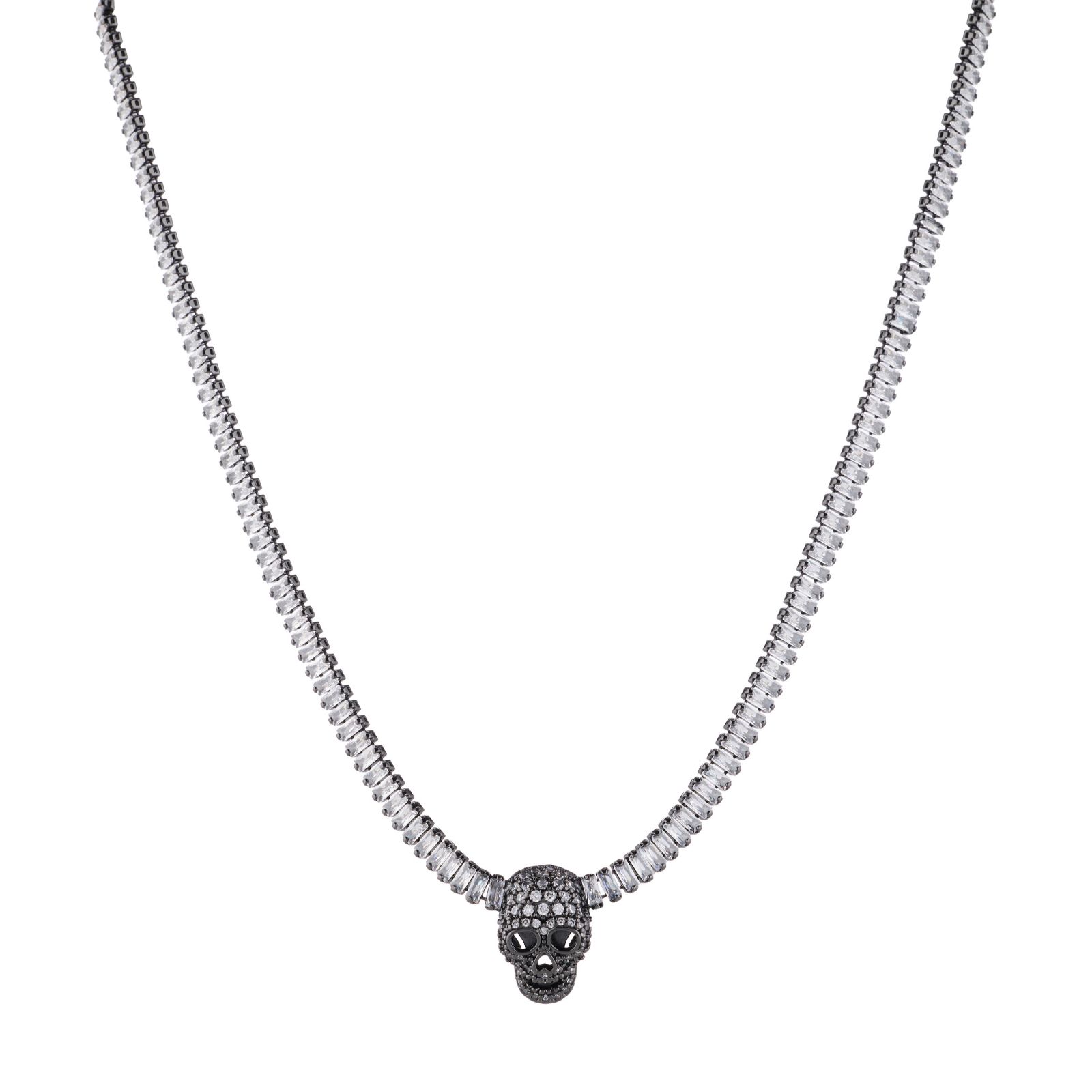 Butler & Wilson Baguette Crystal Skull Necklace