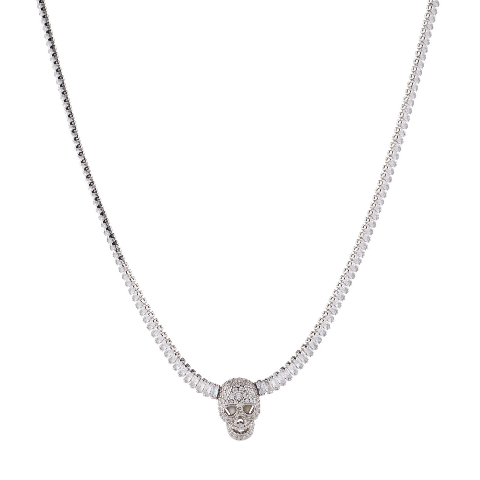 Butler & Wilson Baguette Crystal Skull Necklace