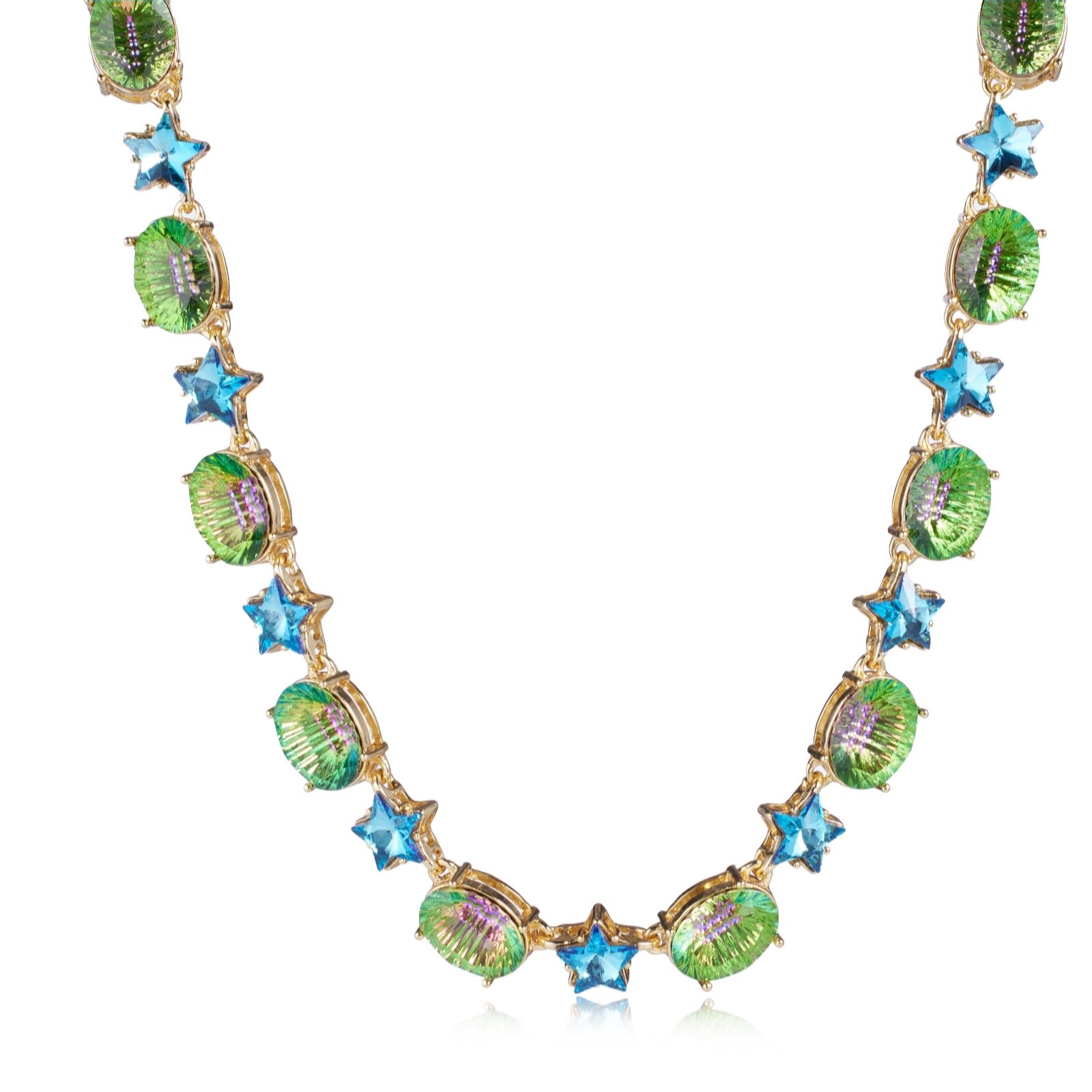 QVC LaVintage store Tigress Asymmetrical Bronze Crystal & Faux Gemstone Necklace NEW