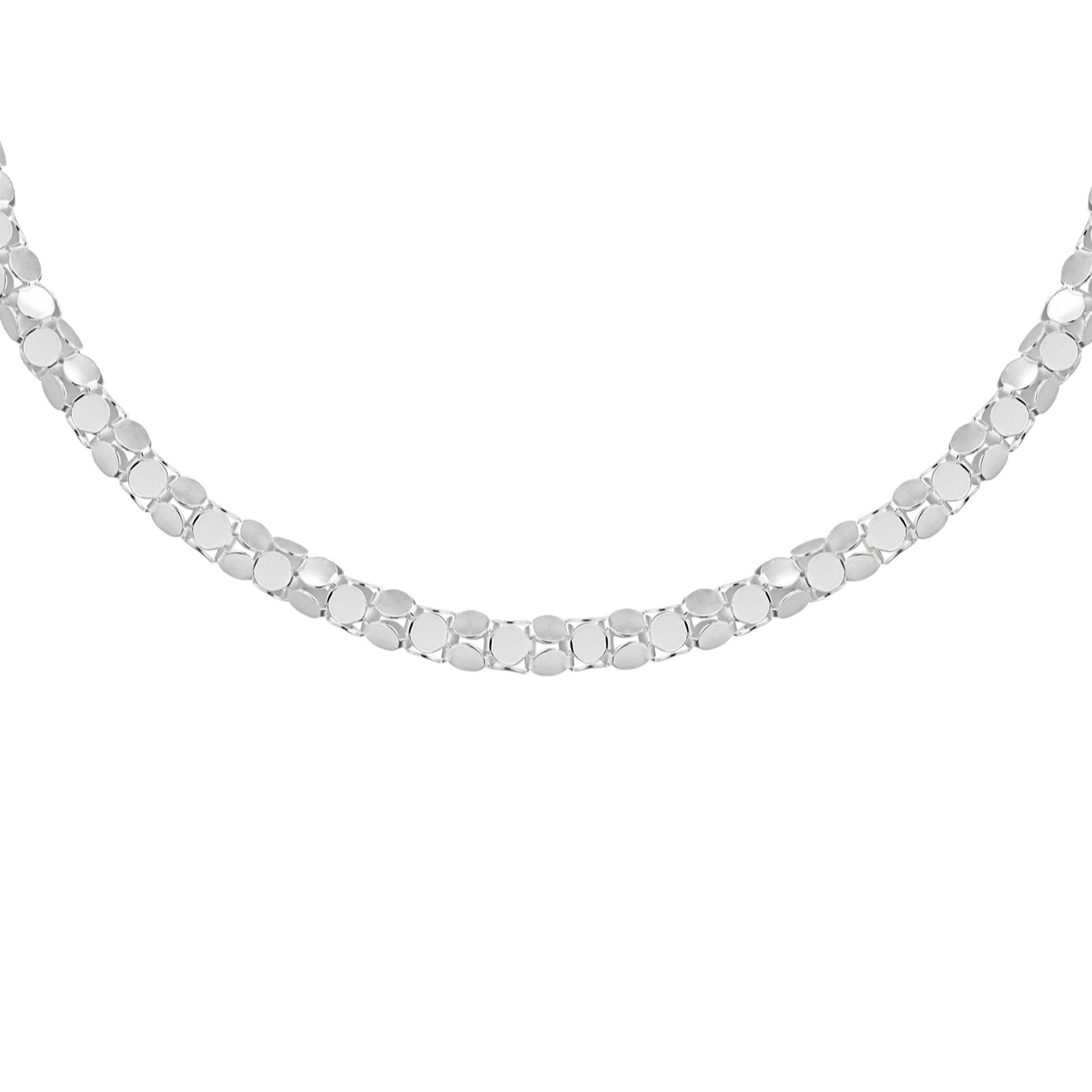 Faith & Brown Italian crafted Round Mirror Chain Neckalce Sterling Silver