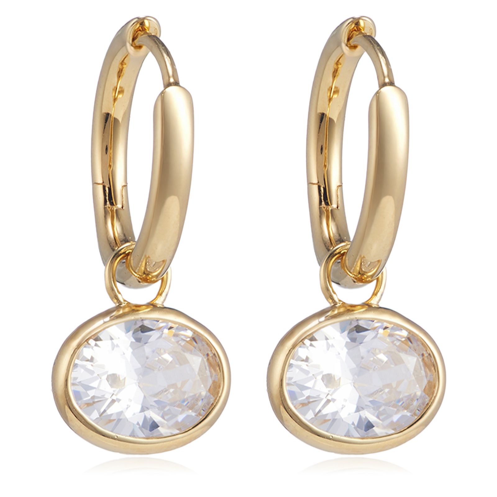 Diamonique 3ct tw Oval Hoop Drop Earrings Sterling Silver
