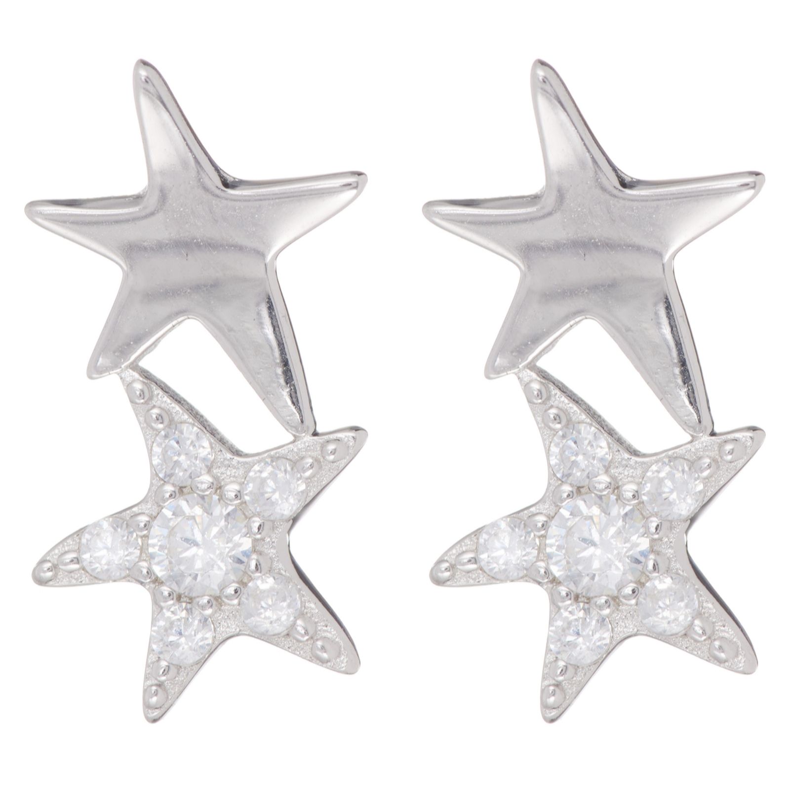 Diamonique 0.16ct Double Star Stud Earrings Sterling Silver