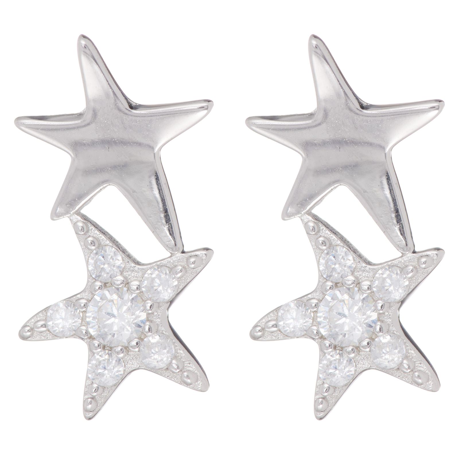 Diamonique 0.16ct Double Star Stud Earrings Sterling Silver
