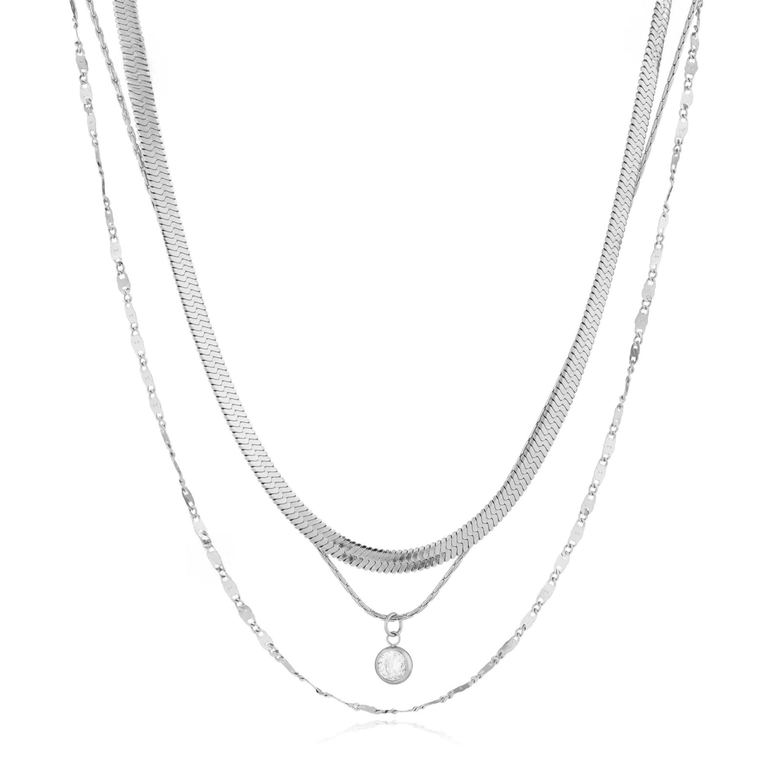 Steel by Diamonique Layered Necklace