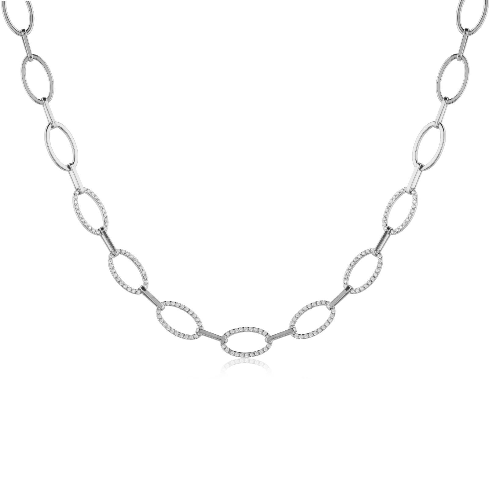 Steel by Diamonique Chunky Oval Link Necklace Stainless Steel