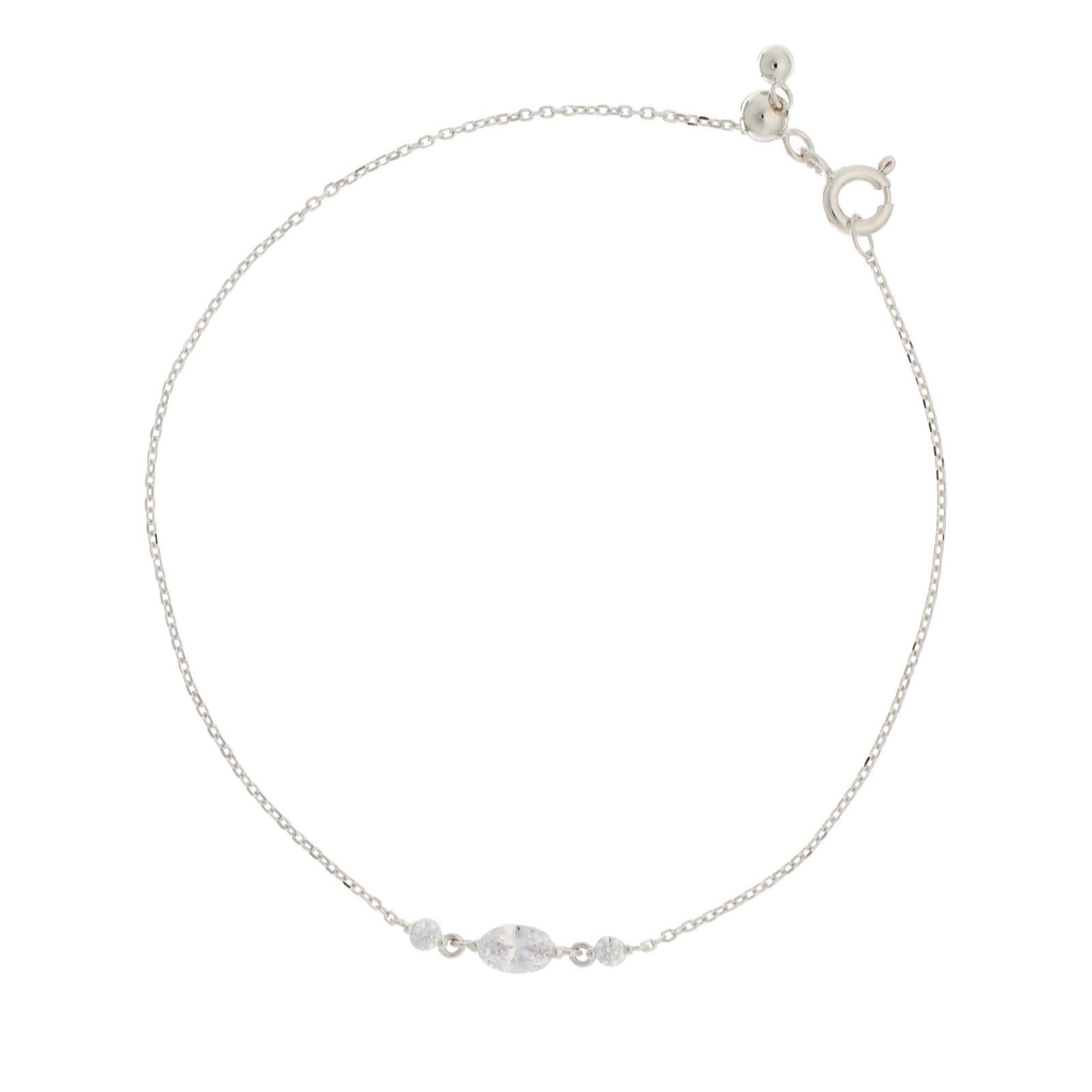 Diamonique 0.5ct Mini Oval Friendship Bracelet Sterling Silver