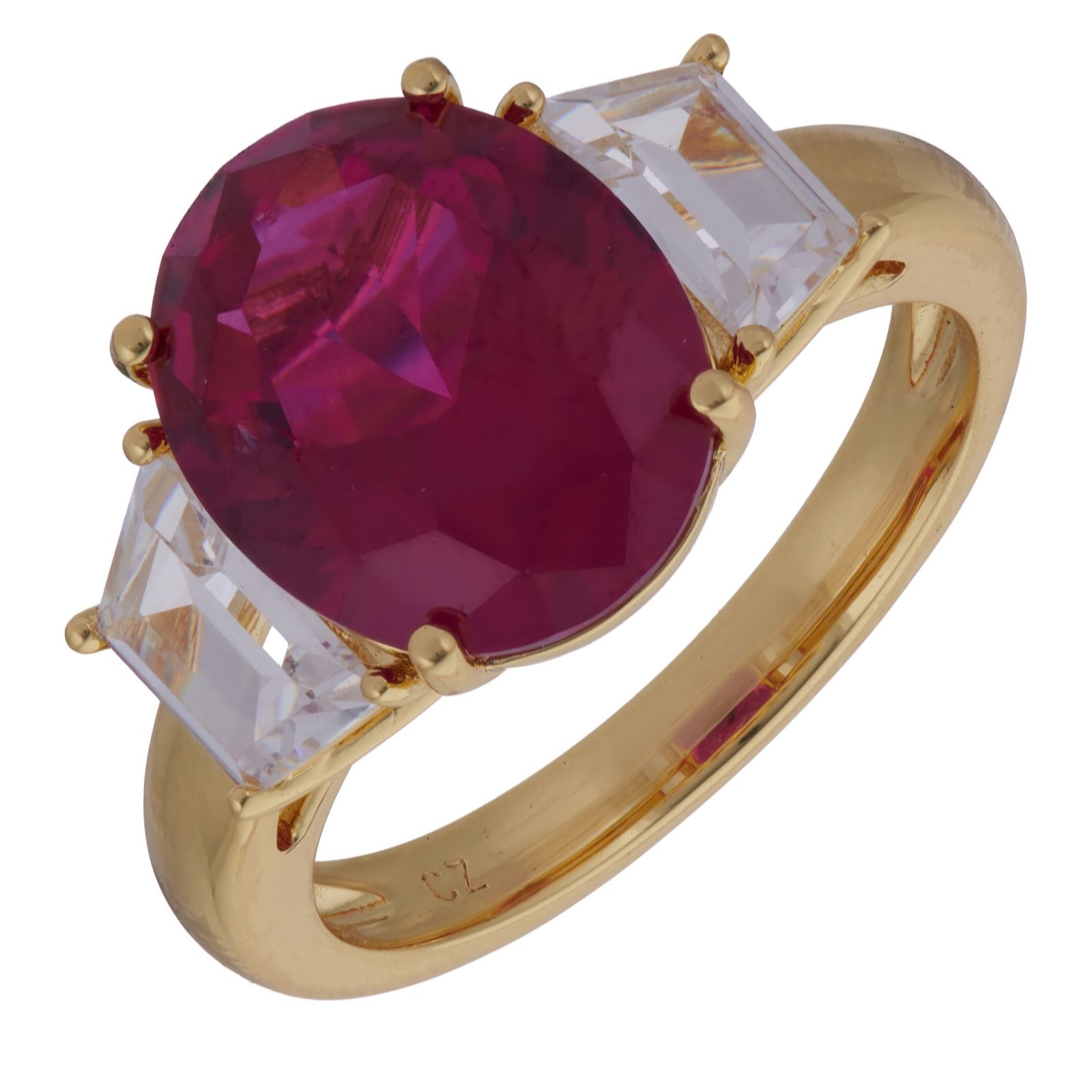 Diamonique Edit Ruby Trilogy Ring