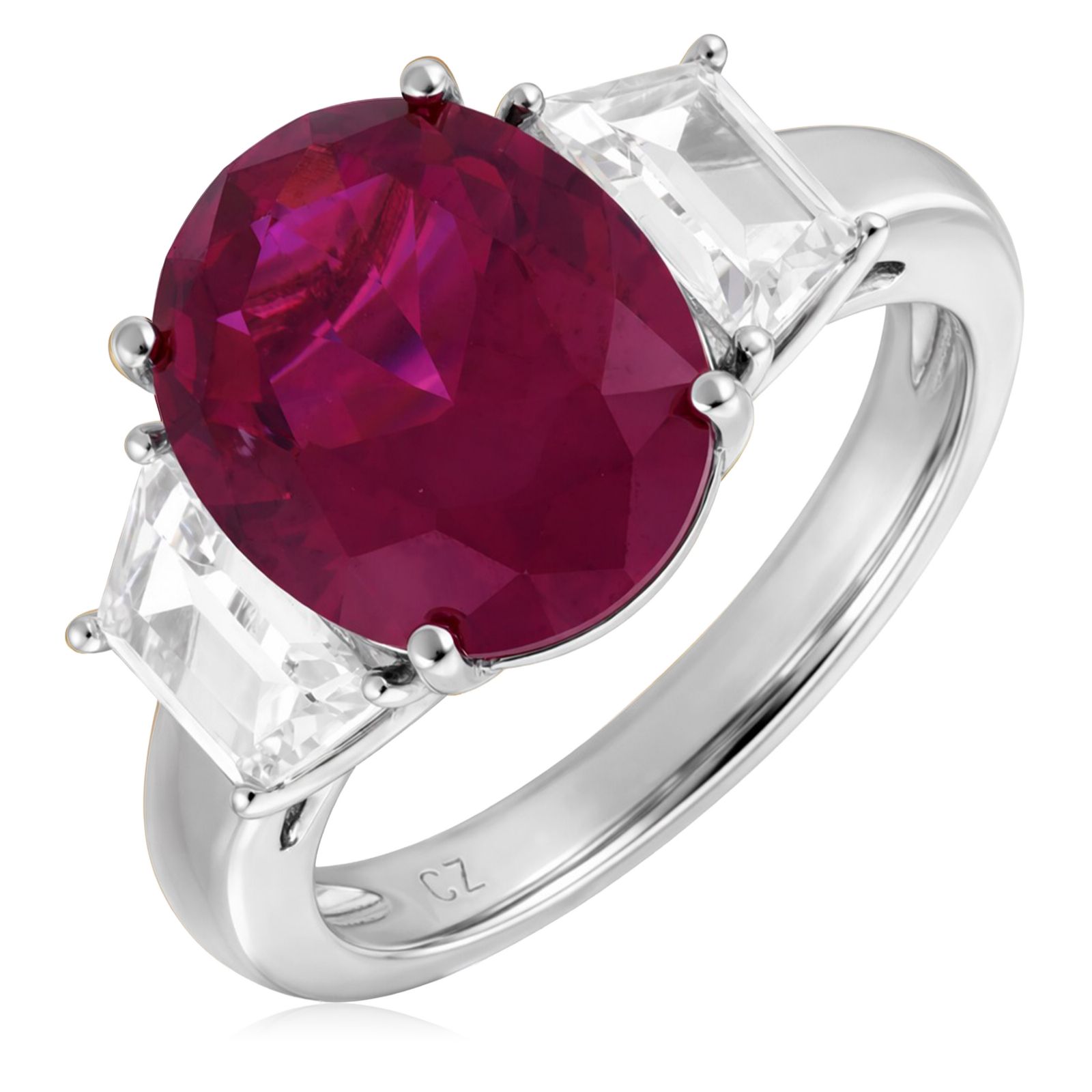 Diamonique Edit Ruby Trilogy Ring