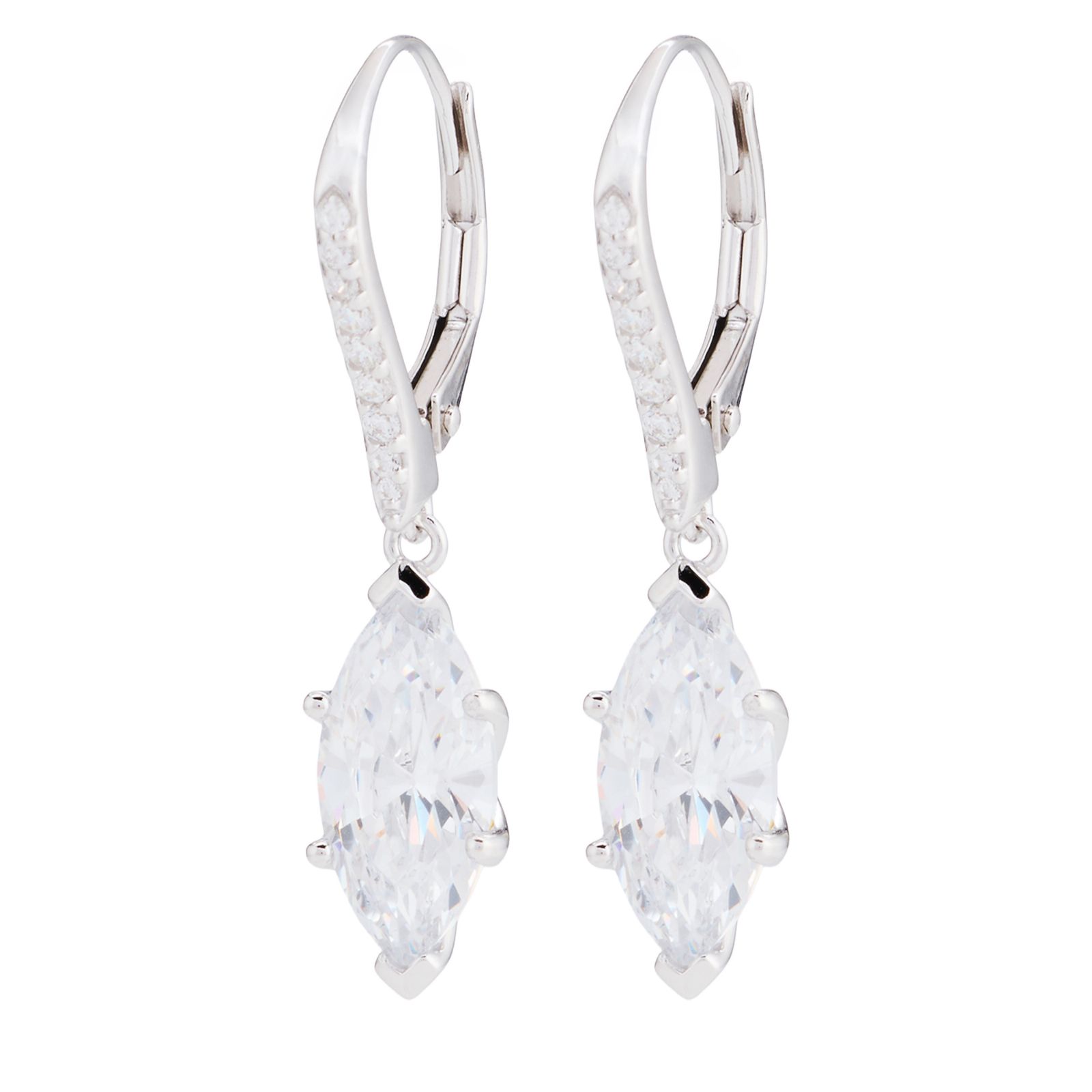Diamonique 4.1ct Marquise Leverback Drop Earrings Sterling Silver