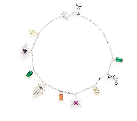 Goddess by Diamonique 2.14ct Lucky Charm Bracelet Sterling Silver