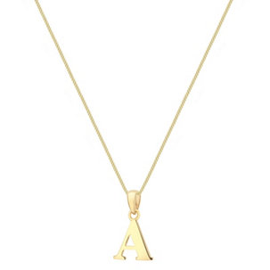 GOLD 9ct Yellow Initial Pendant 16-18"