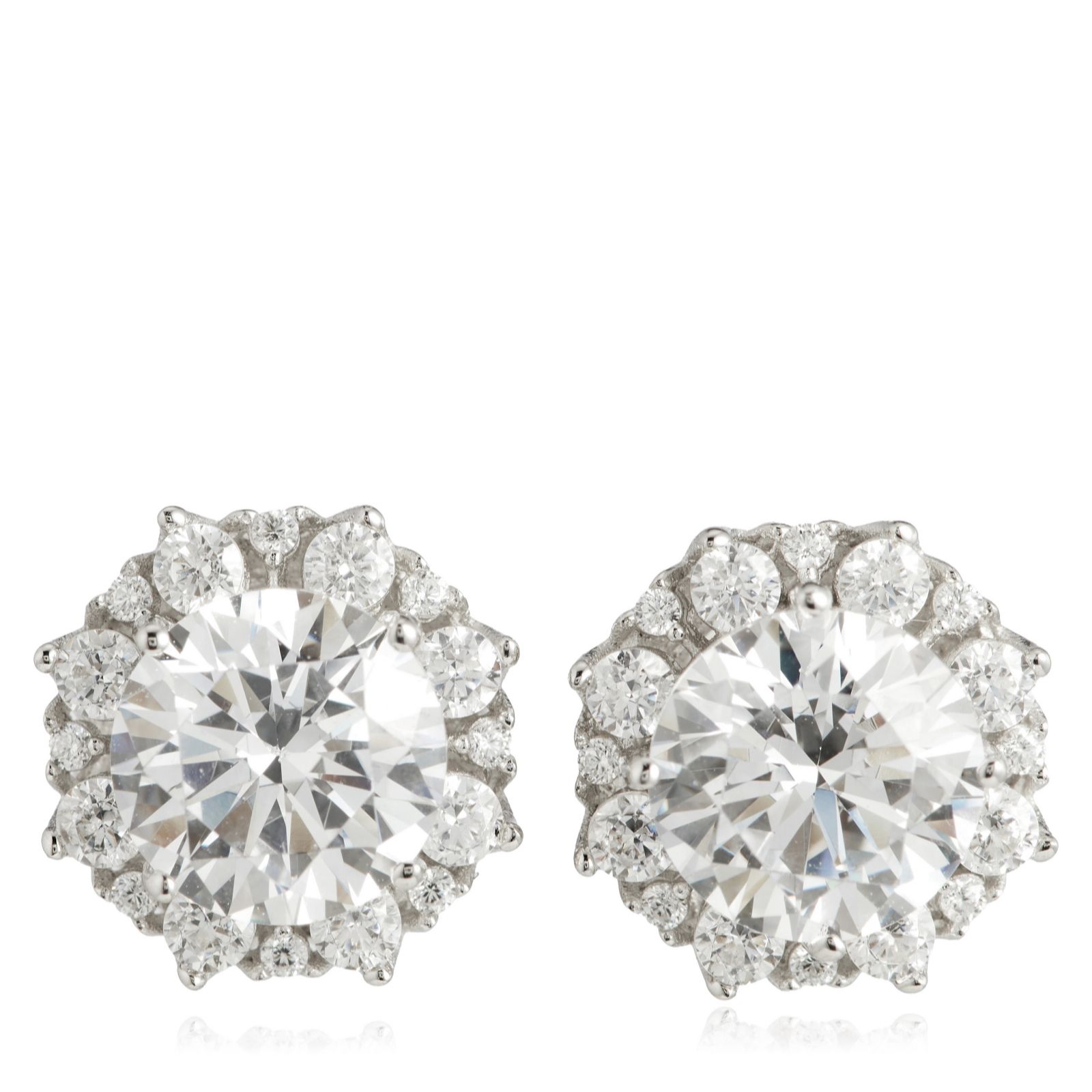 Diamonique 2.6ct tw Platinum Plated Bezel Claw Cluster Stud Earrings