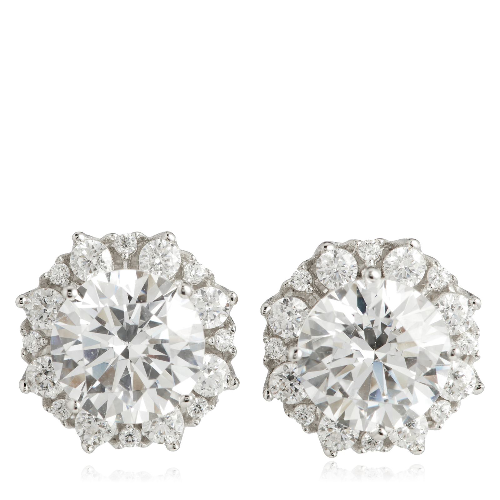 Diamonique 2.6ct tw Platinum Plated Bezel Claw Cluster Stud Earrings