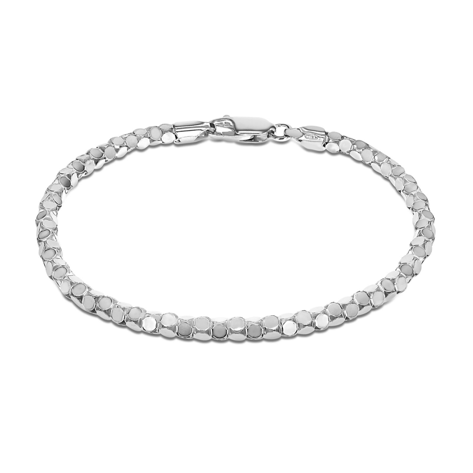 Faith & Brown Italian crafted Round Mirror Chain Bracelet Sterling Silver