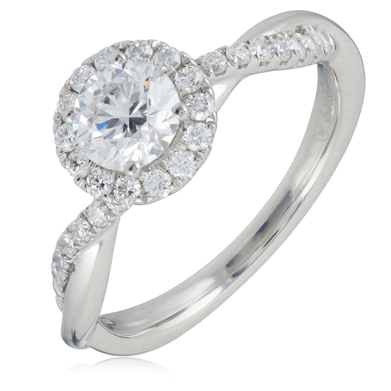 Firelight 1ct Lab Grown Diamond Halo Twist Solitaire Ring Platinum