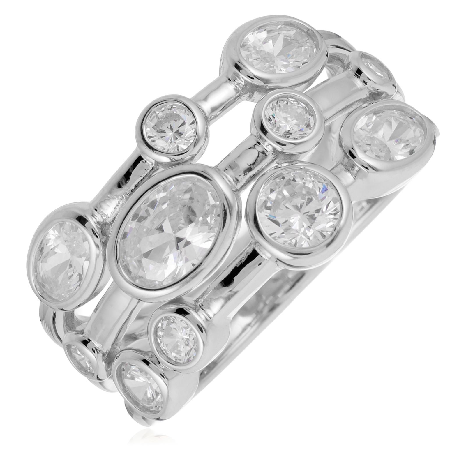 Diamoinque 1.81ct tw Oval Bubble Ring Sterling Silver