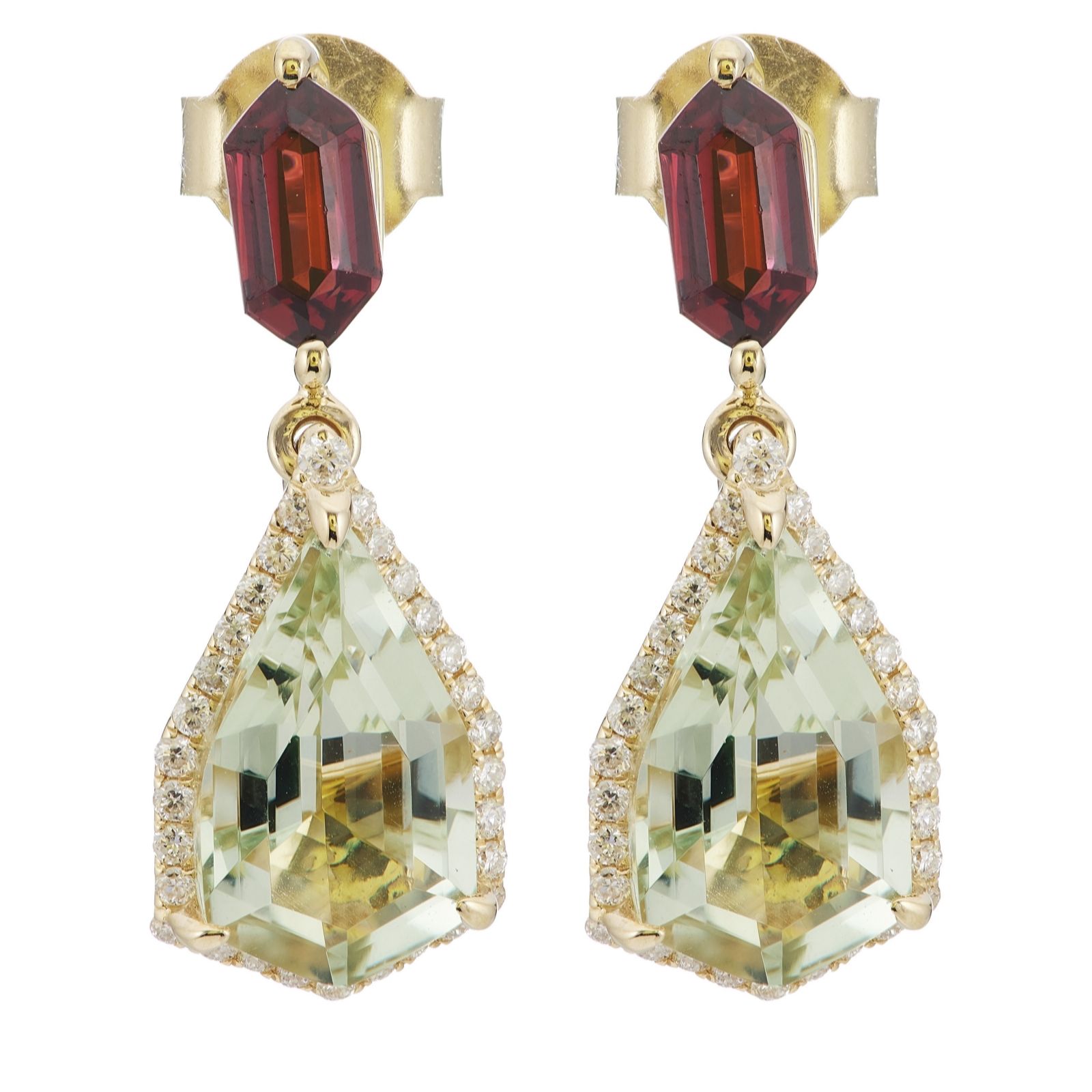 Oisha 3.5ct Gemstone and 0.22ct Diamond Drop Earrings 9ct Gold