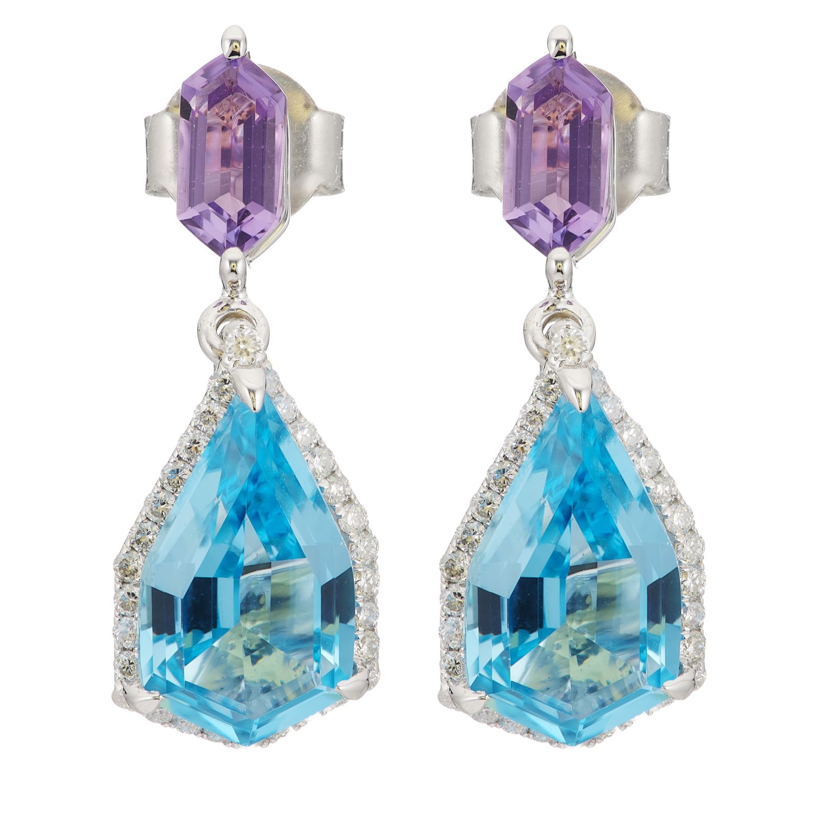 Oisha 3.5ct Gemstone and 0.22ct Diamond Drop Earrings 9ct Gold