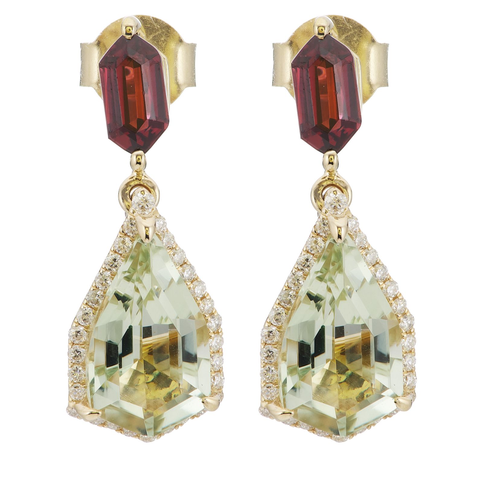 Oisha 3.5ct Gemstone and 0.22ct Diamond Drop Earrings 9ct Gold