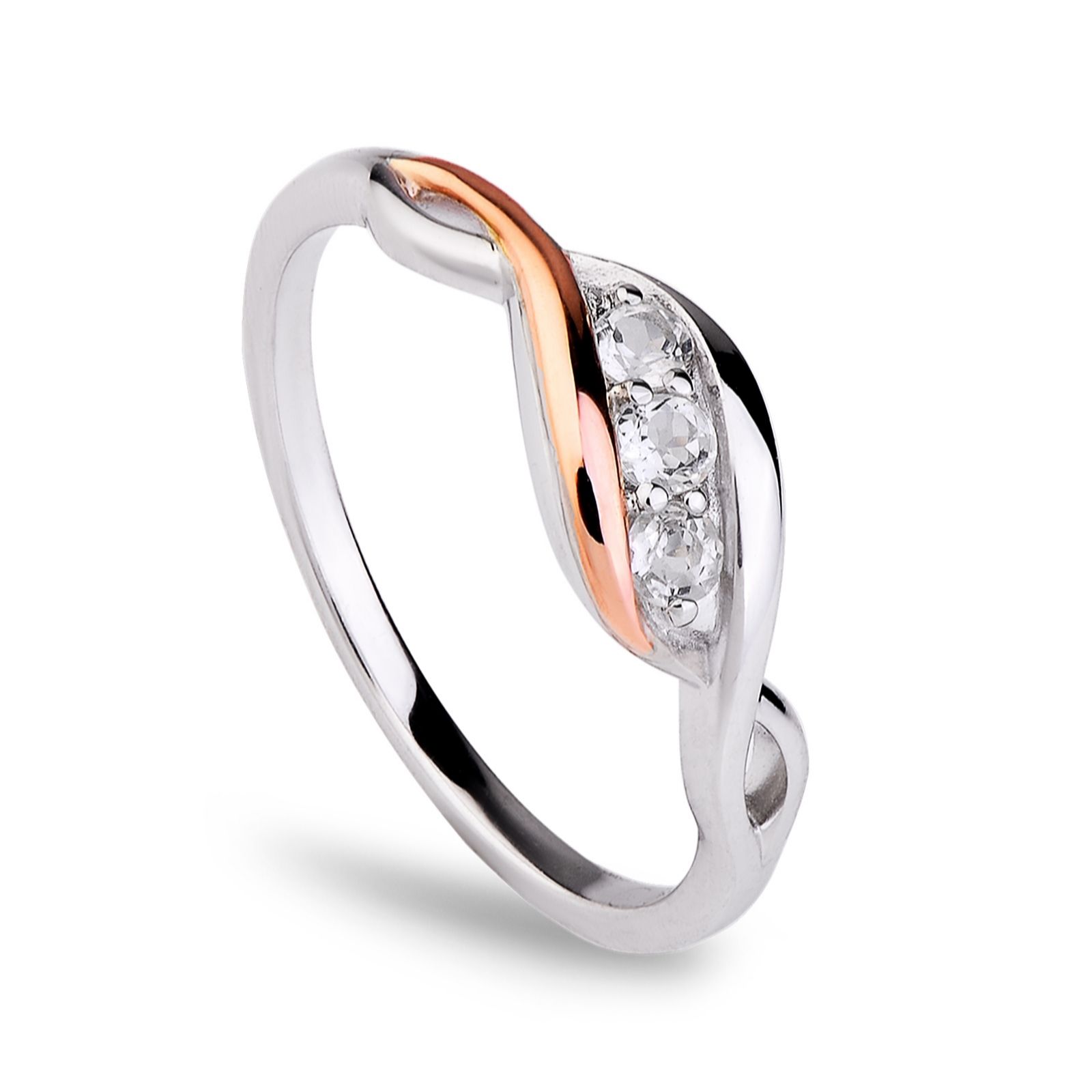 Clogau Past Present Future Sterling Silver Ring with Topaz