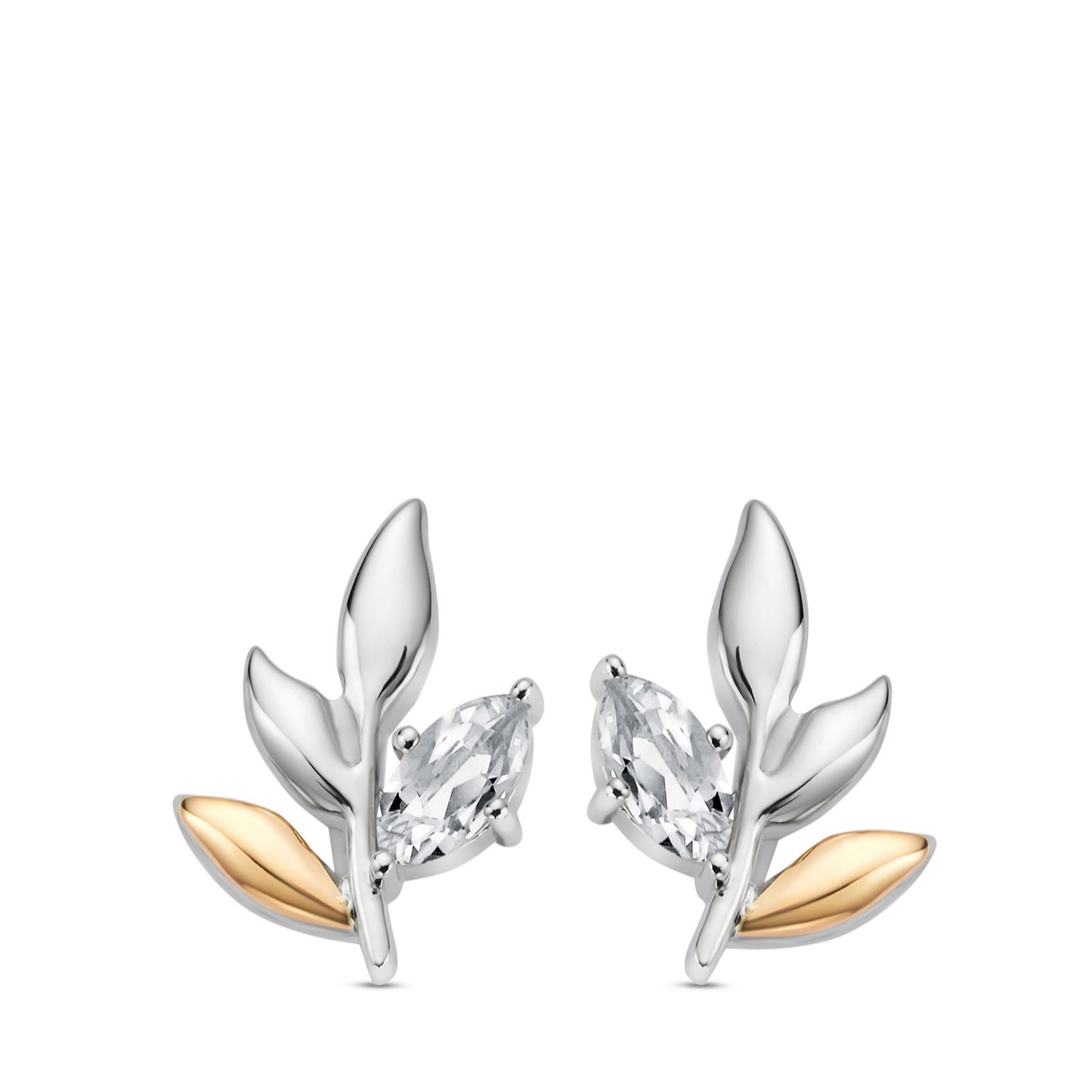 Royal Clogau Leaf Stud Earrings with Topaz Sterling Silver
