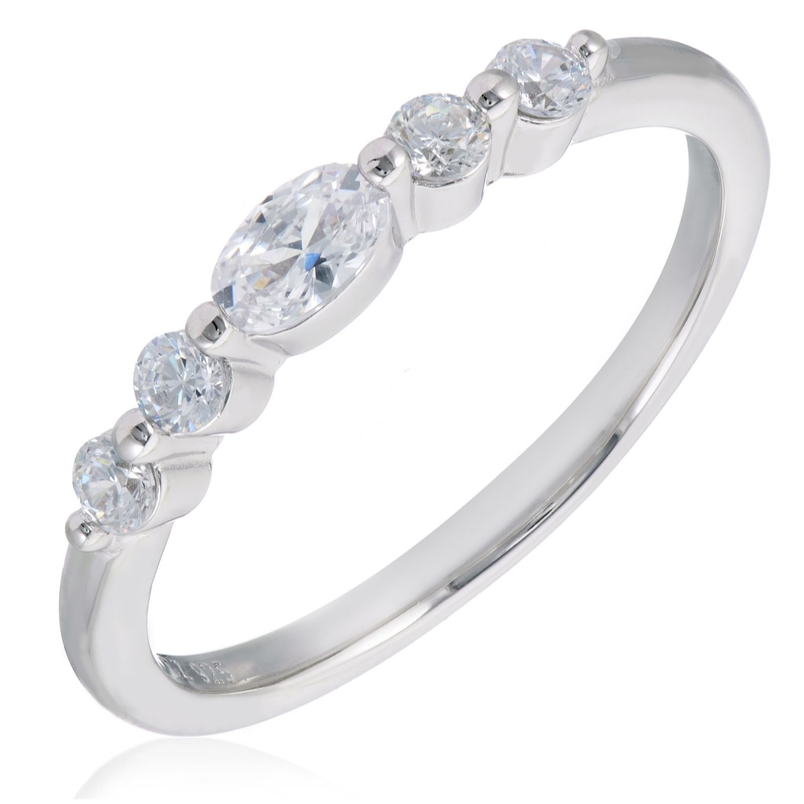 Diamonique 0.46ct tw Mini Oval Ring Sterling Silver