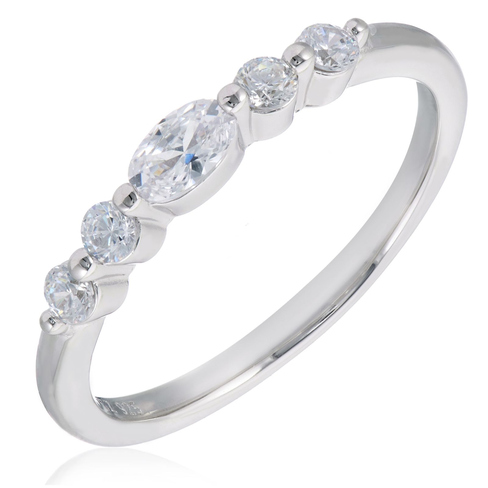 Diamonique 0.46ct tw Mini Oval Ring Sterling Silver