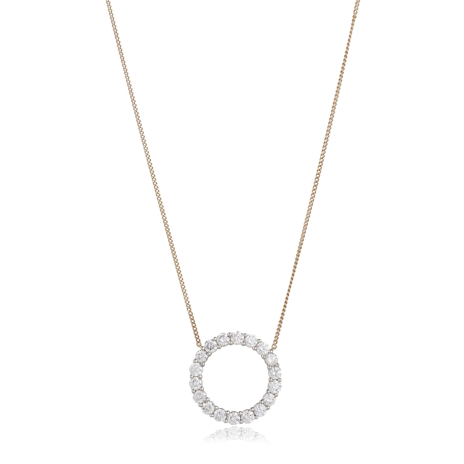 Fire Light 1ct Lab Grown Diamond Circle Pendant & Chain 9ct Gold