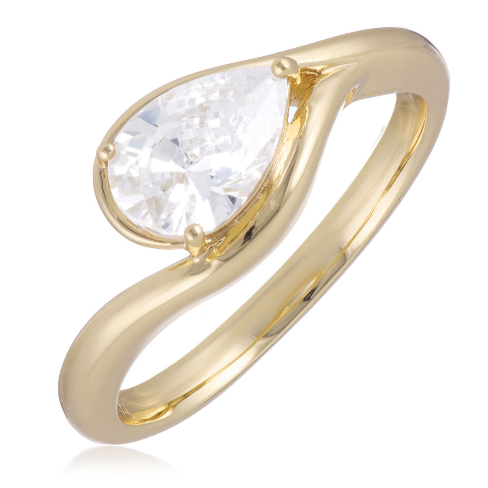 Diamonique Edit Pear Sculptural Designed Ring