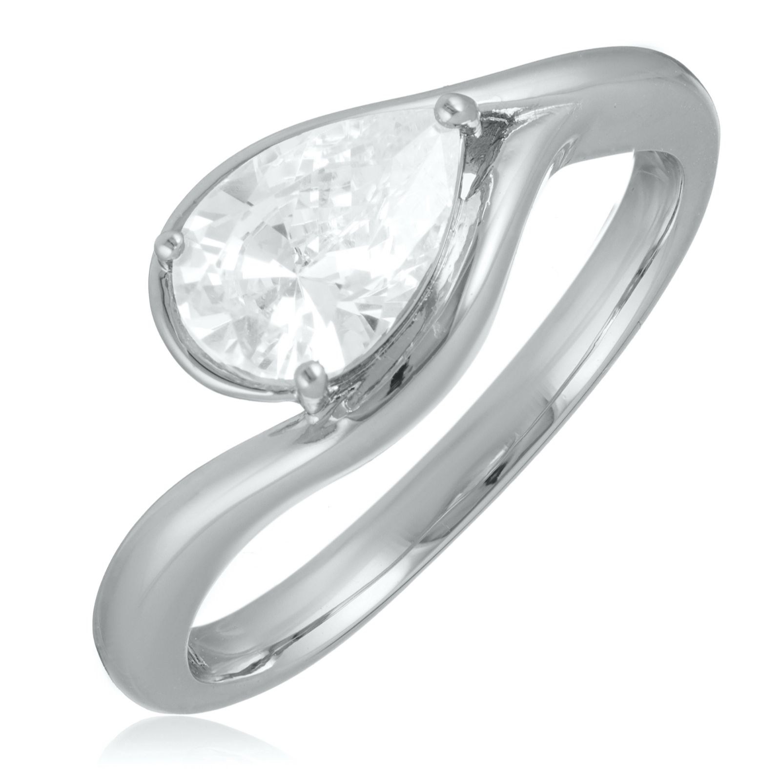 Diamonique Edit Pear Sculptural Designed Ring