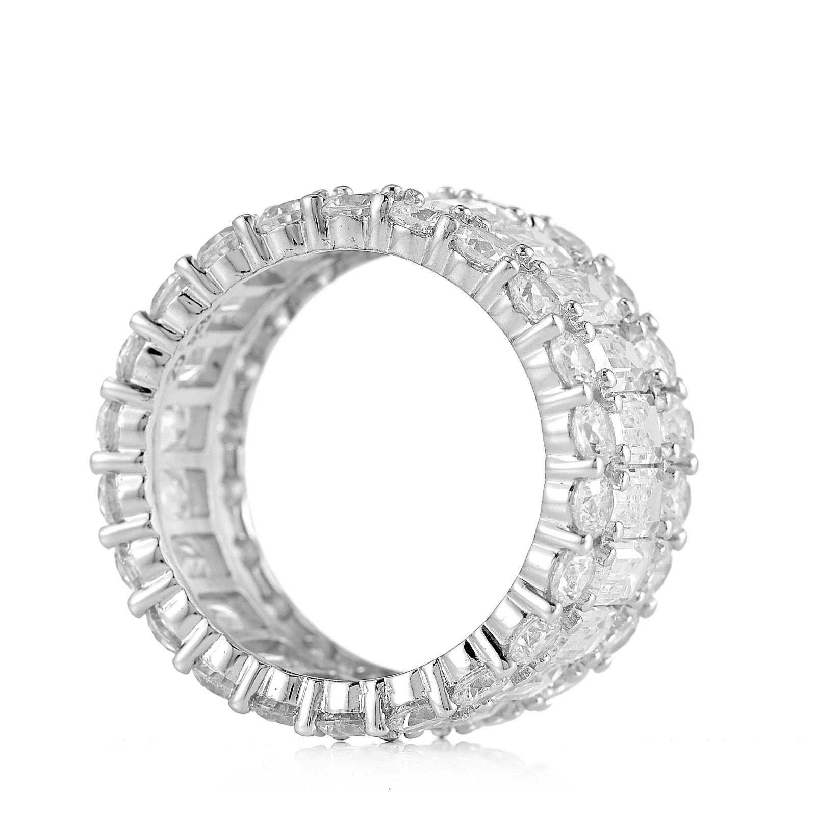 Outlet Diamonique 10ct tw Eternity Wide Band Ring Sterling Silver - QVC UK