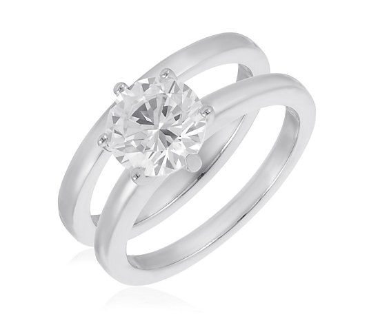 Diamonique 1.75 ct tw Ring Set Sterling Silver
