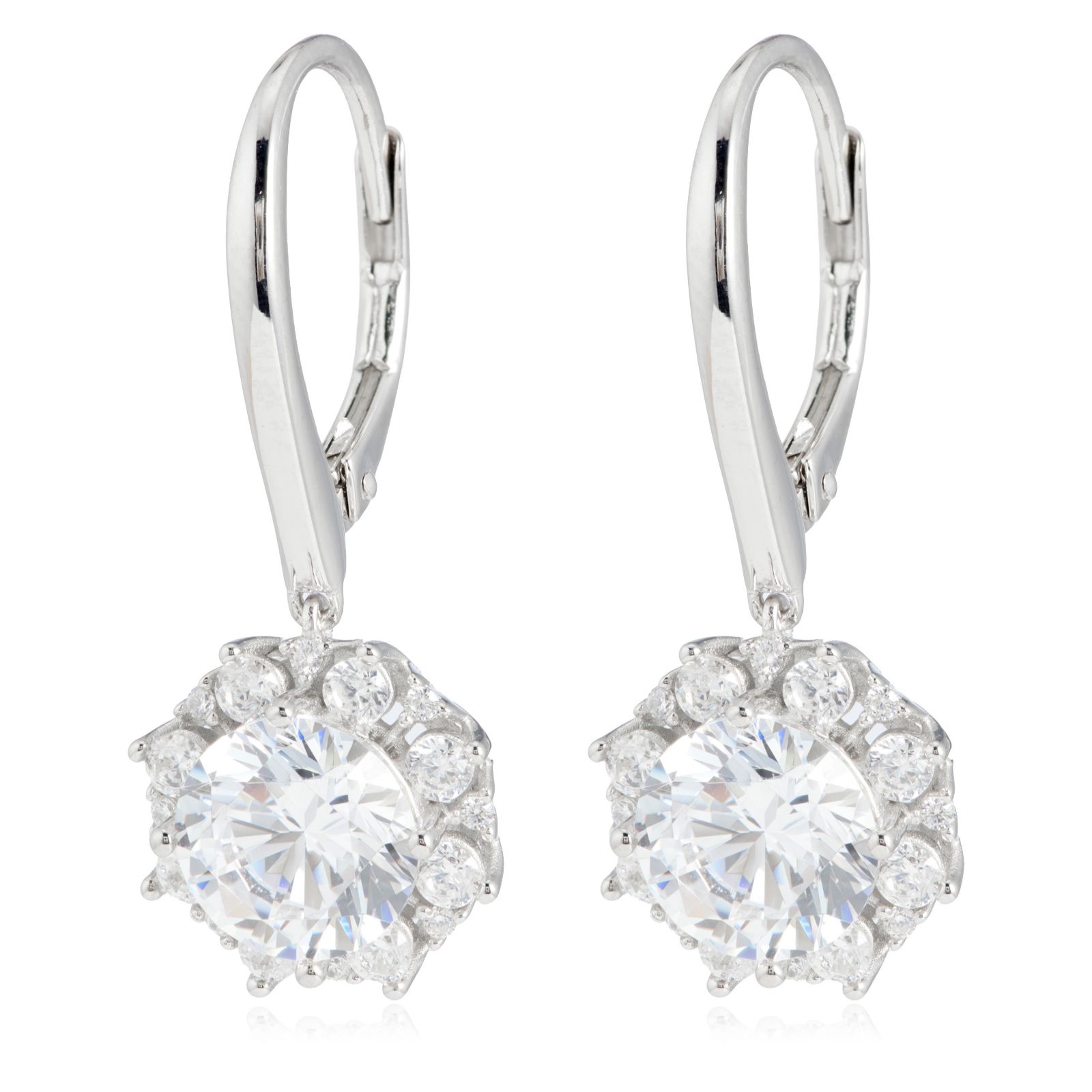 Diamonique 4ct tw Platinum Plated Bezel Claw Leverback Earrings
