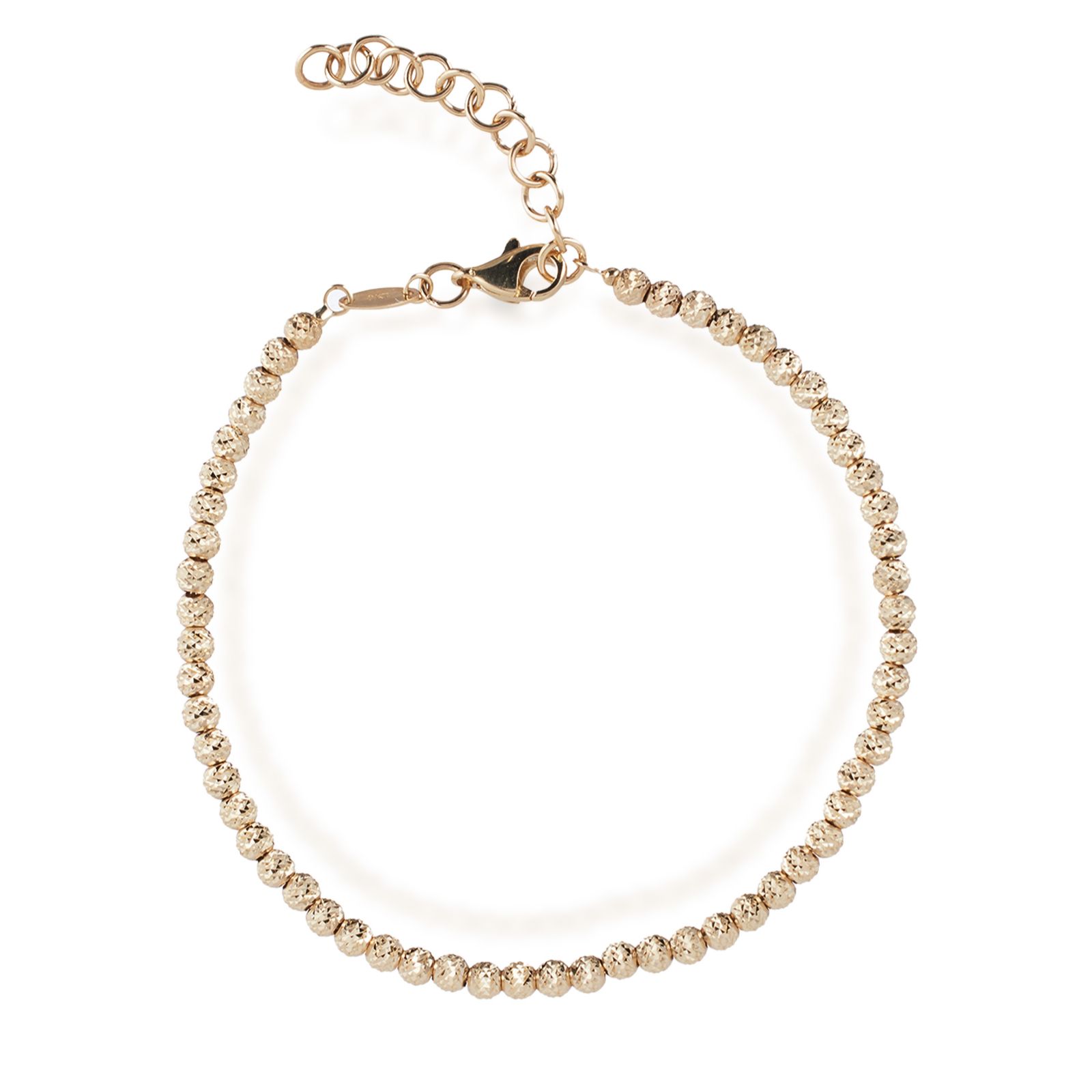 GOLD 9ct Italian Gold Diamond Cut Bead Bracelet 3.9g