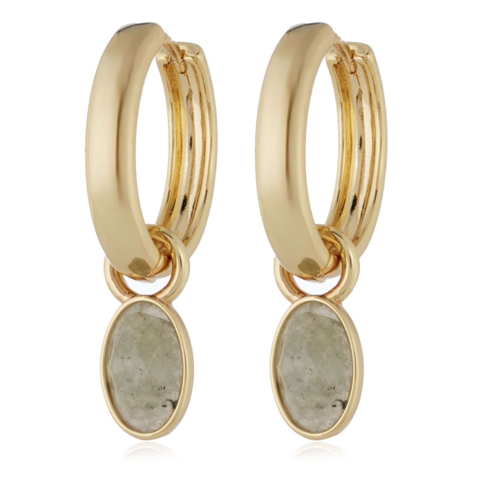 Malkia Faceted Oval Gemstone Huggie Earrings