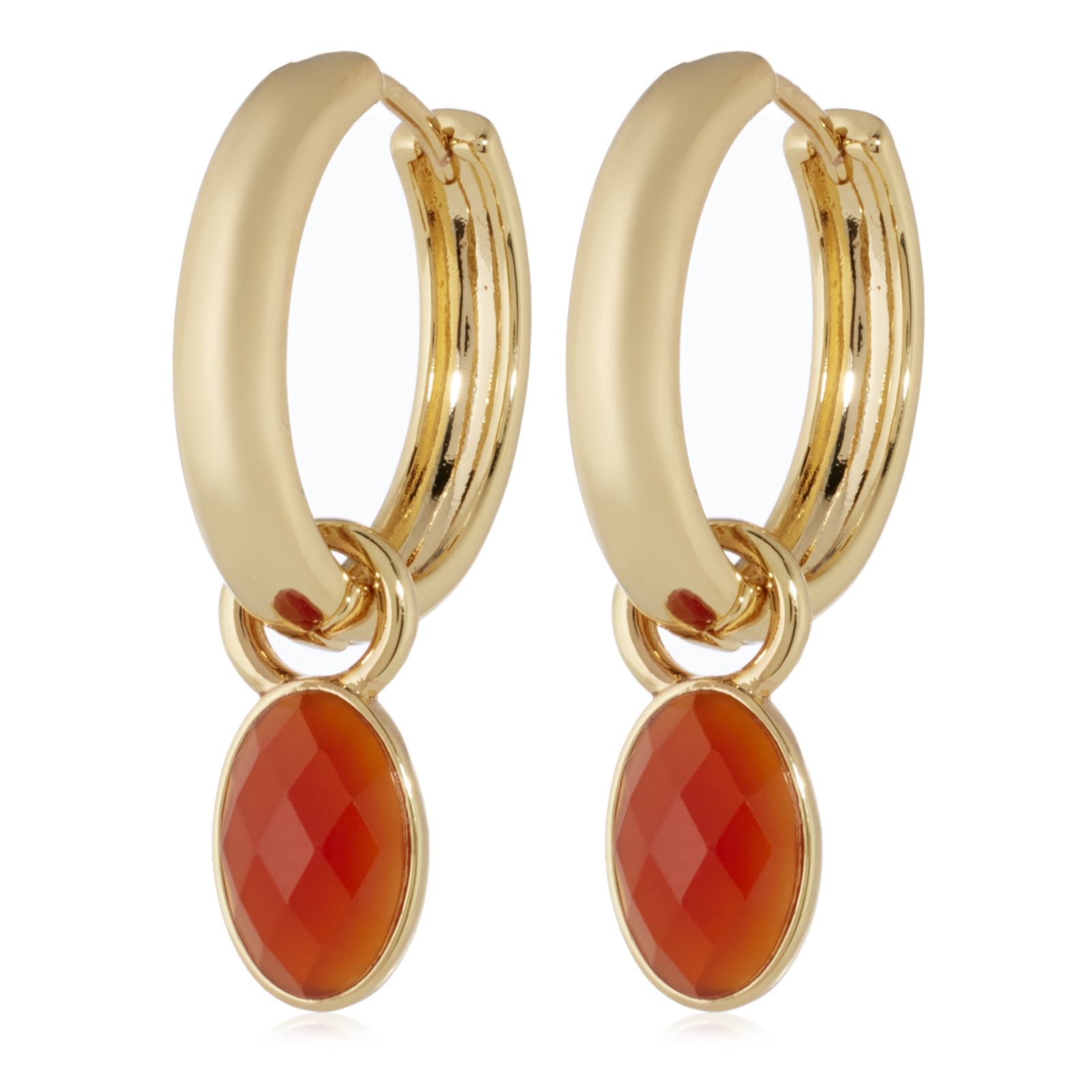 Malkia Faceted Oval Gemstone Huggie Earrings