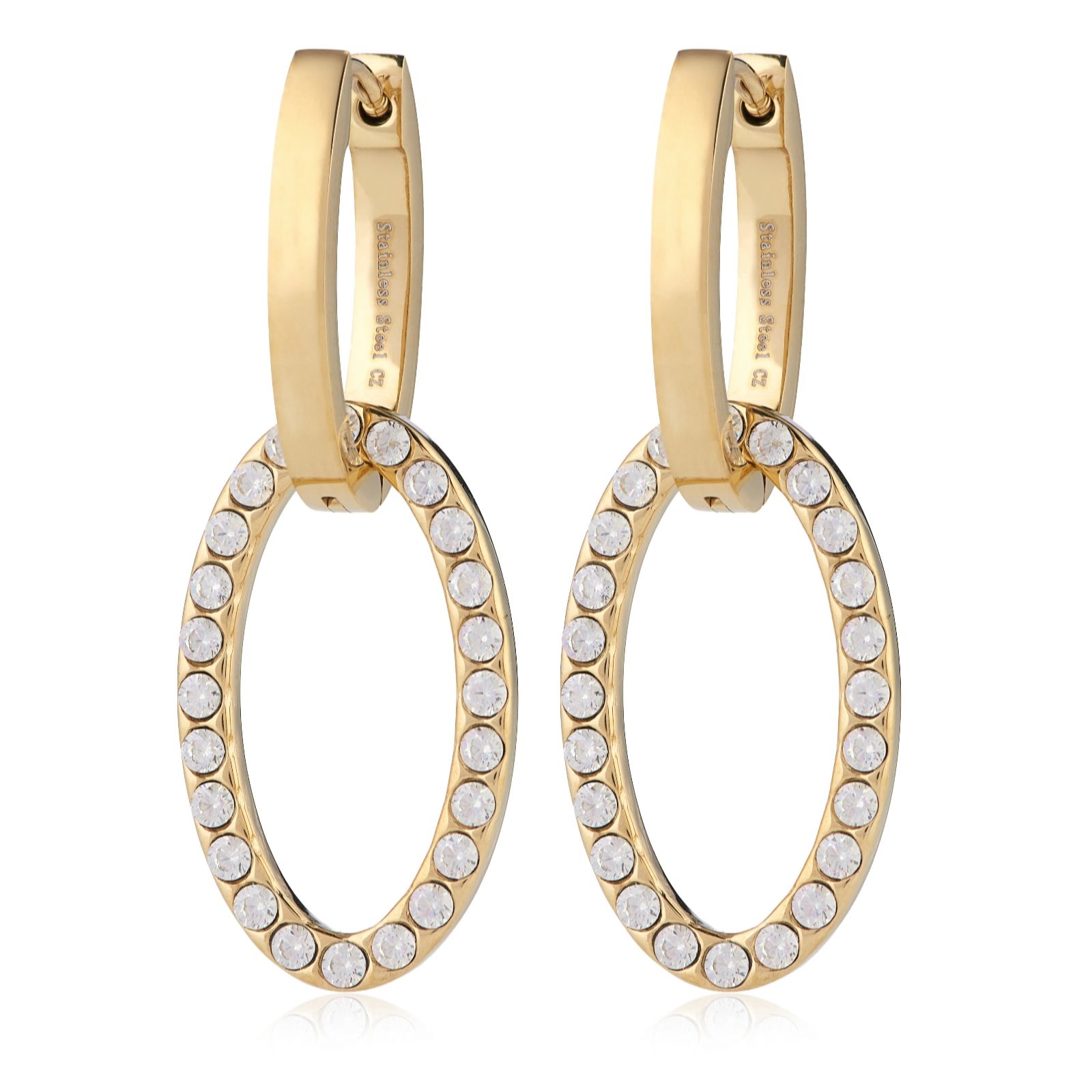 Steel by Diamonique Oval Drop Earrings Stainless Steel