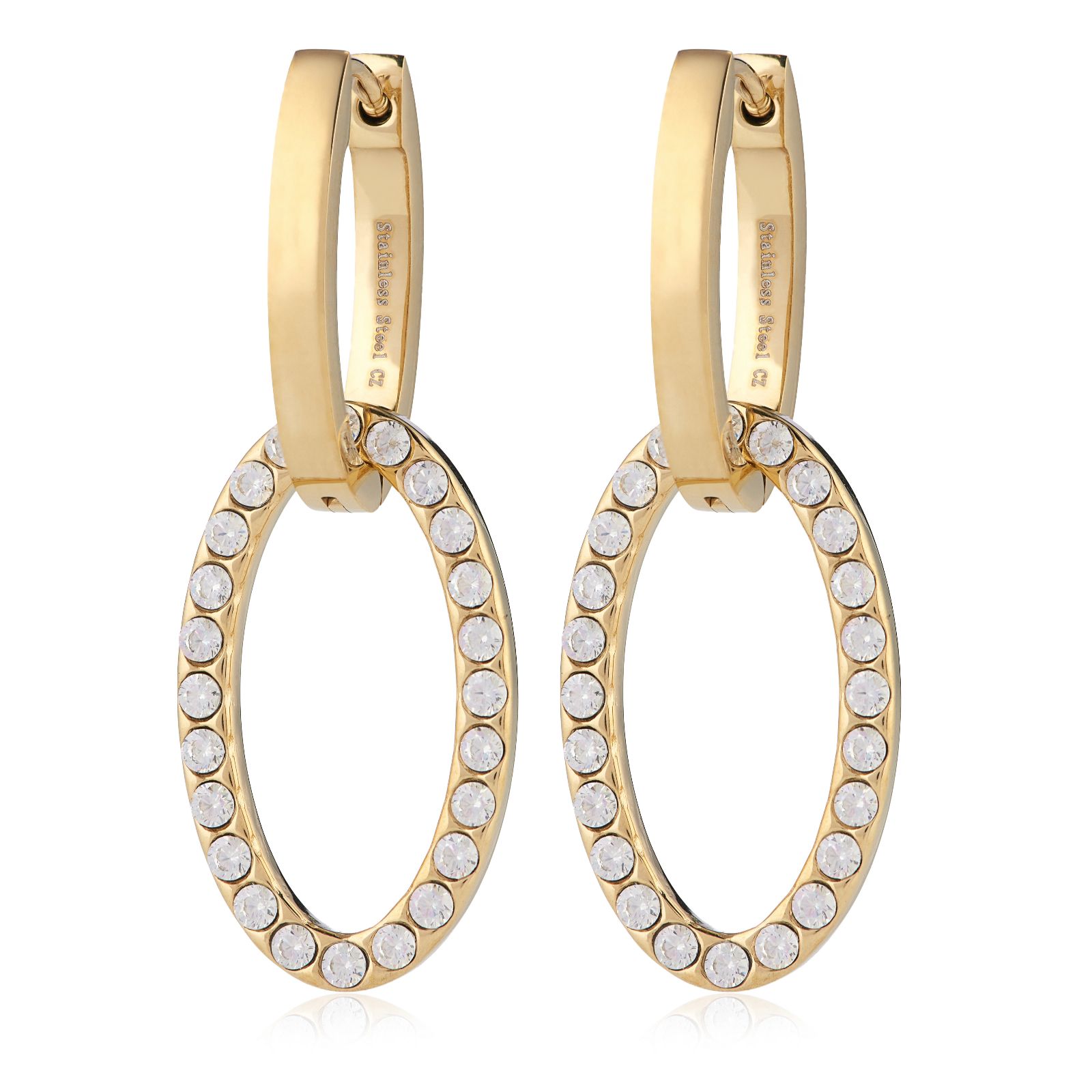 Steel by Diamonique Oval Drop Earrings Stainless Steel