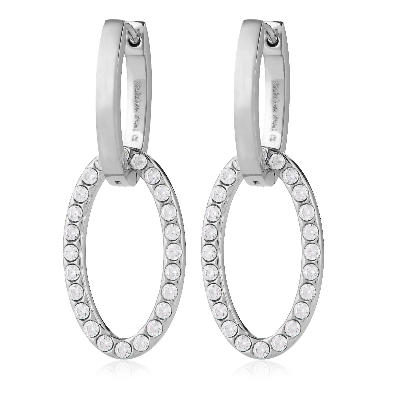 Steel by Diamonique Oval Drop Earrings Stainless Steel